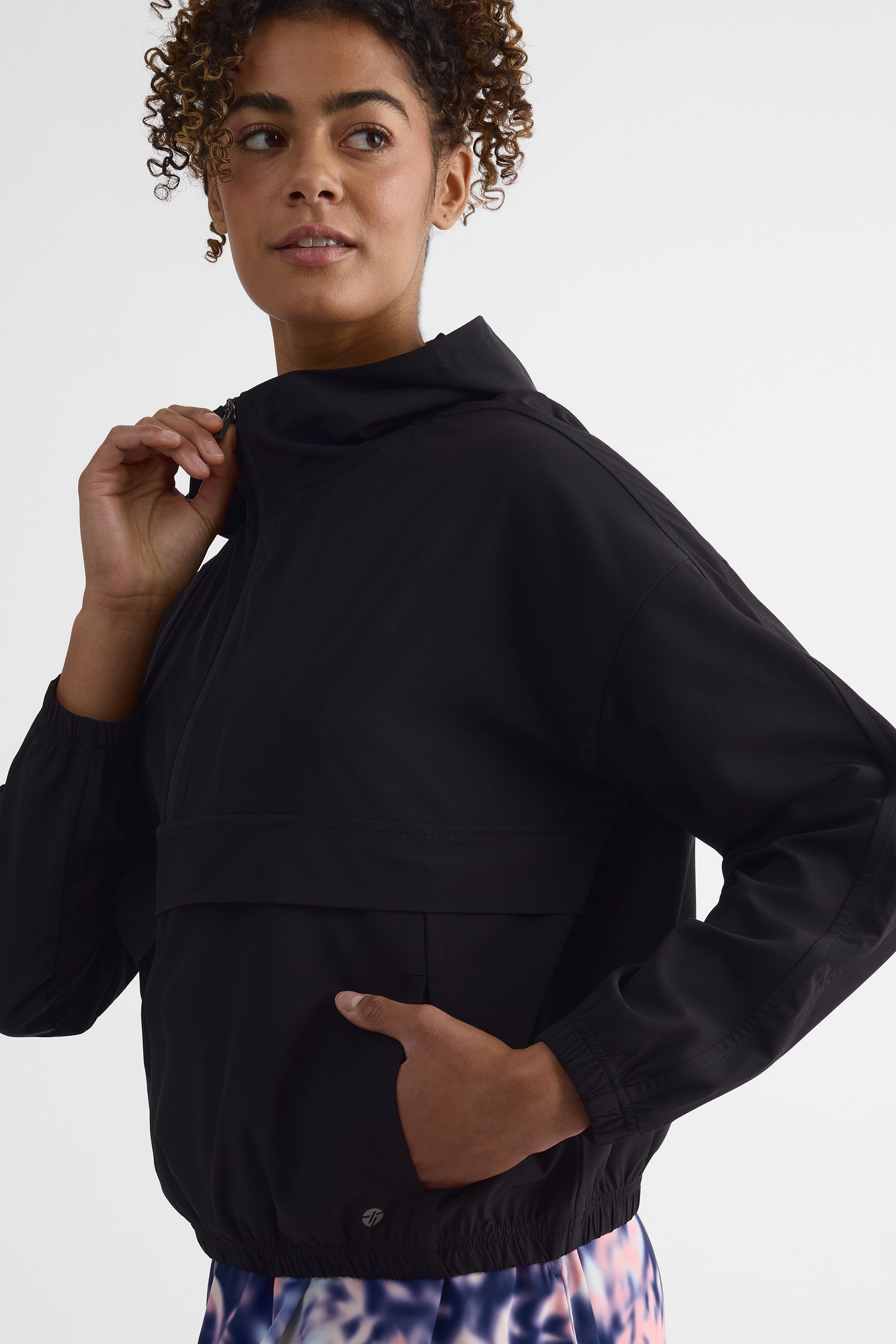 Veste half zip à capuchon - Femme && NOIR