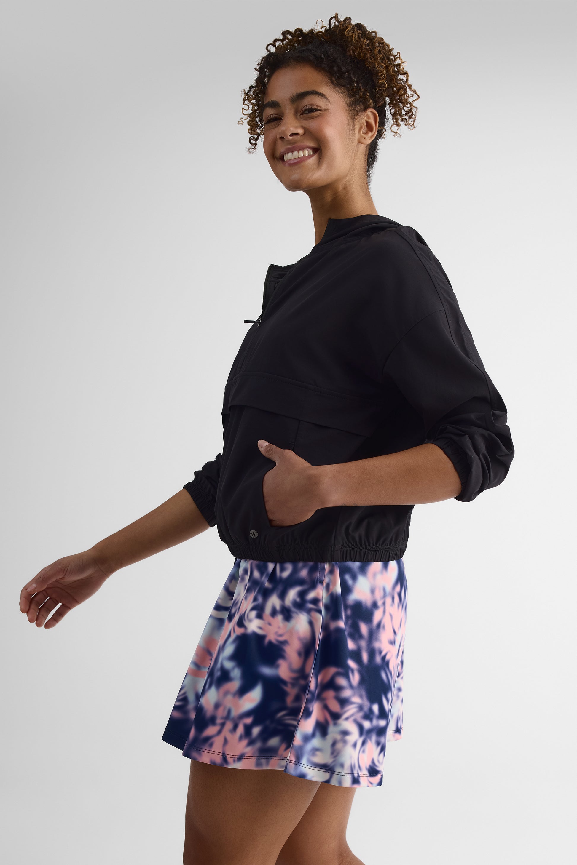 Veste half zip à capuchon - Femme && NOIR