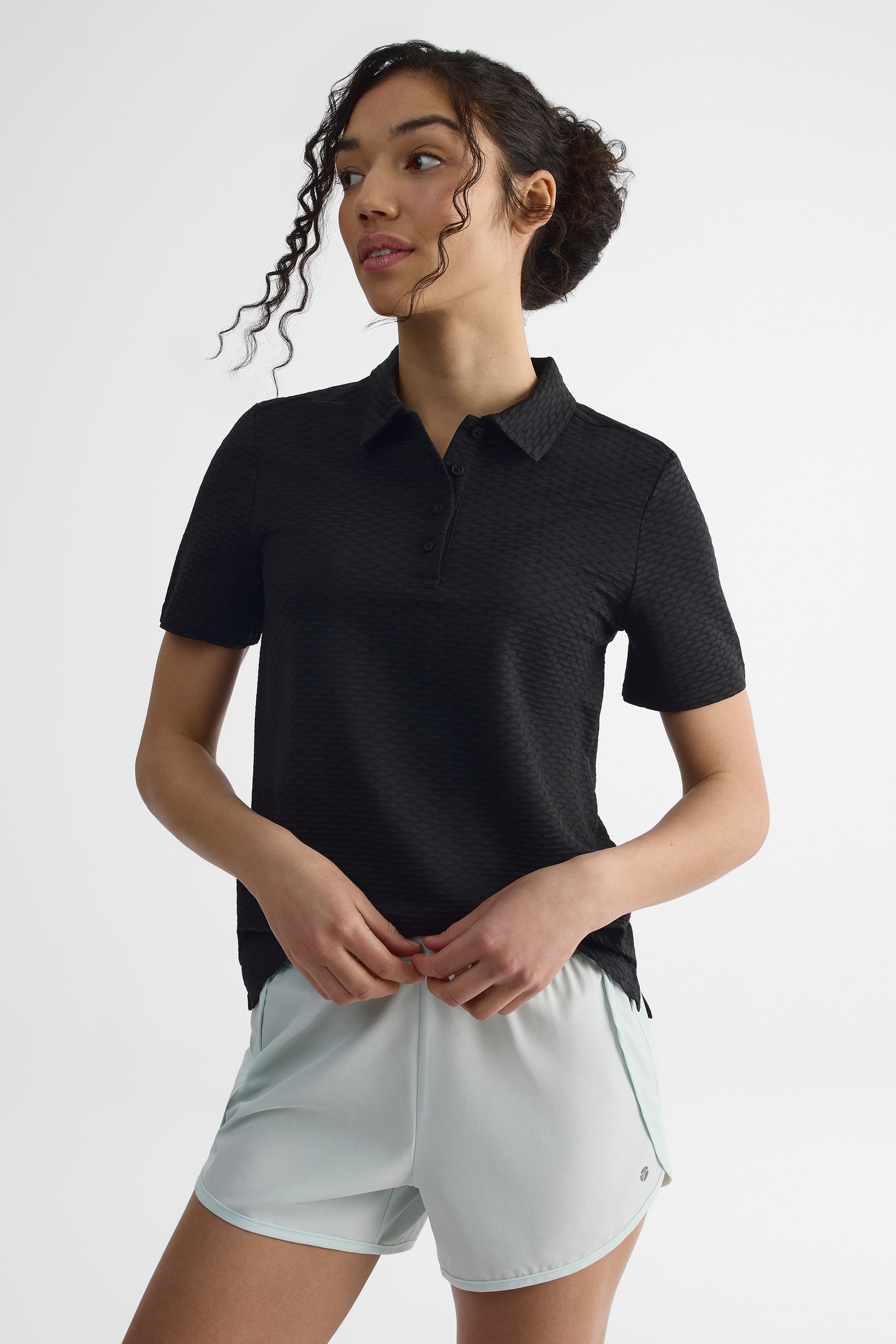 Gilet polo à manches courtes - Femme && NOIR