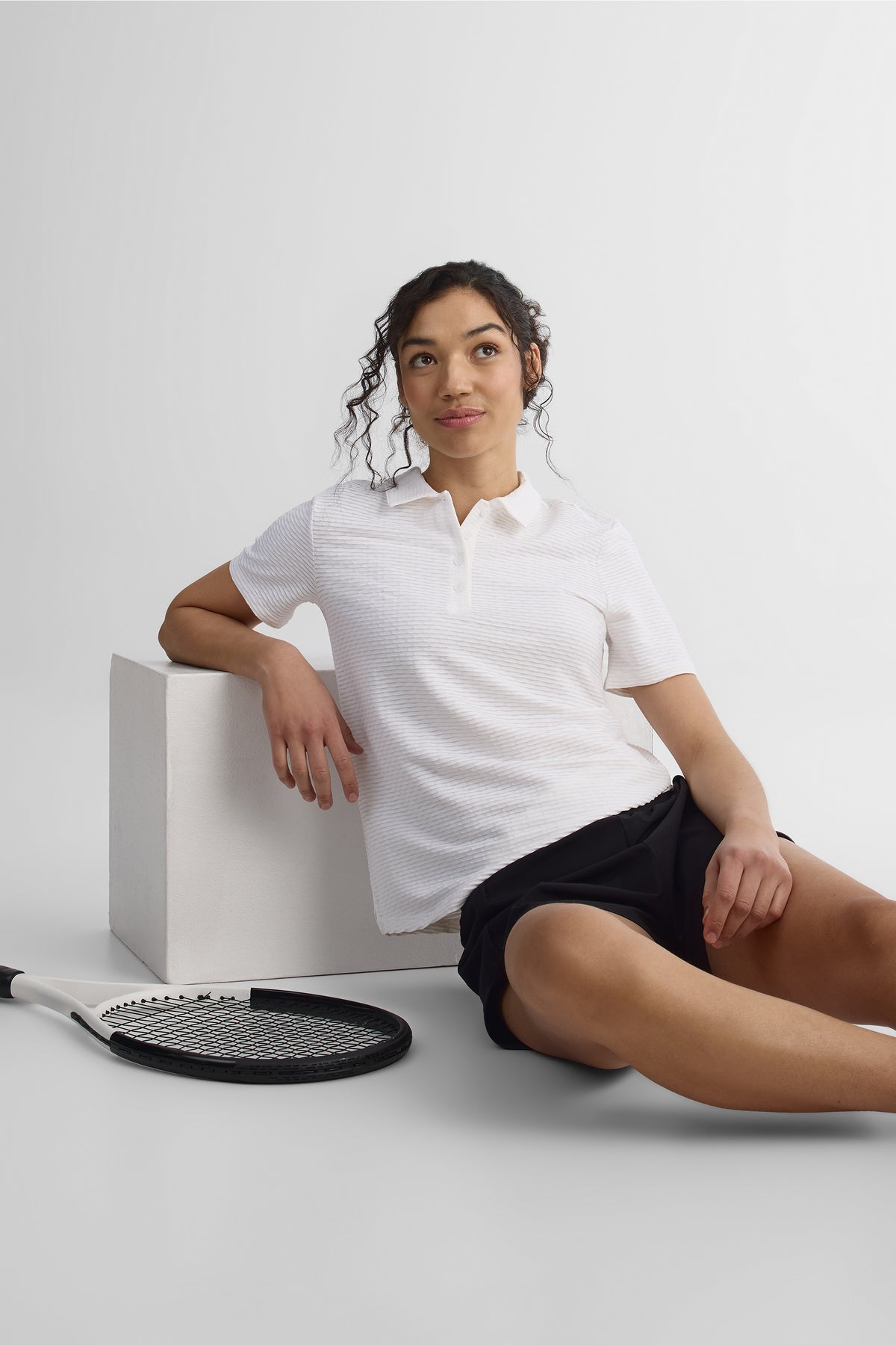 Gilet polo à manches courtes - Femme && BLANC