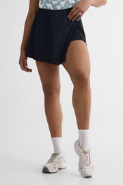 Jupe skort semi-haute avec fente - Femme && NOIR