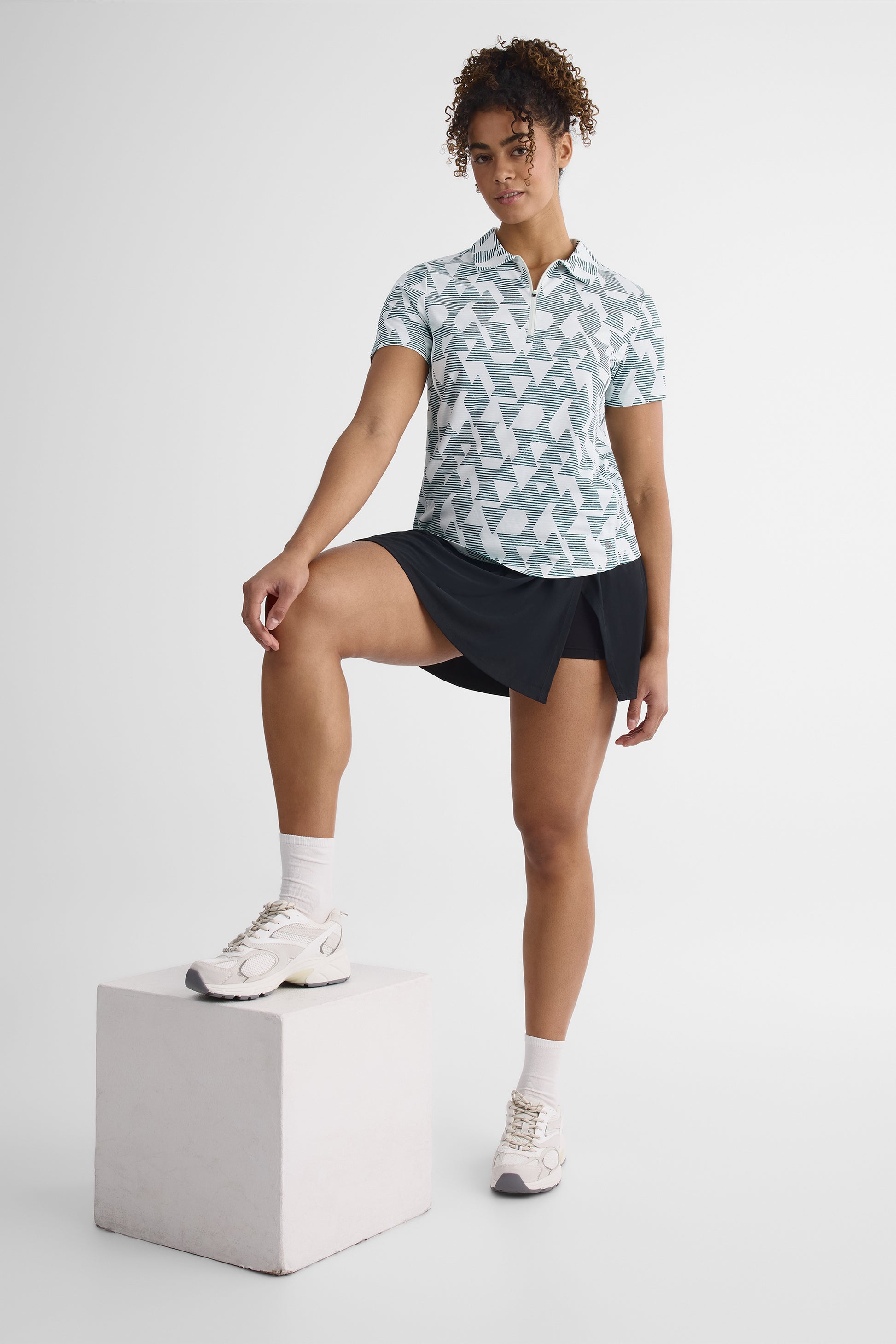 Jupe skort semi-haute avec fente - Femme && NOIR
