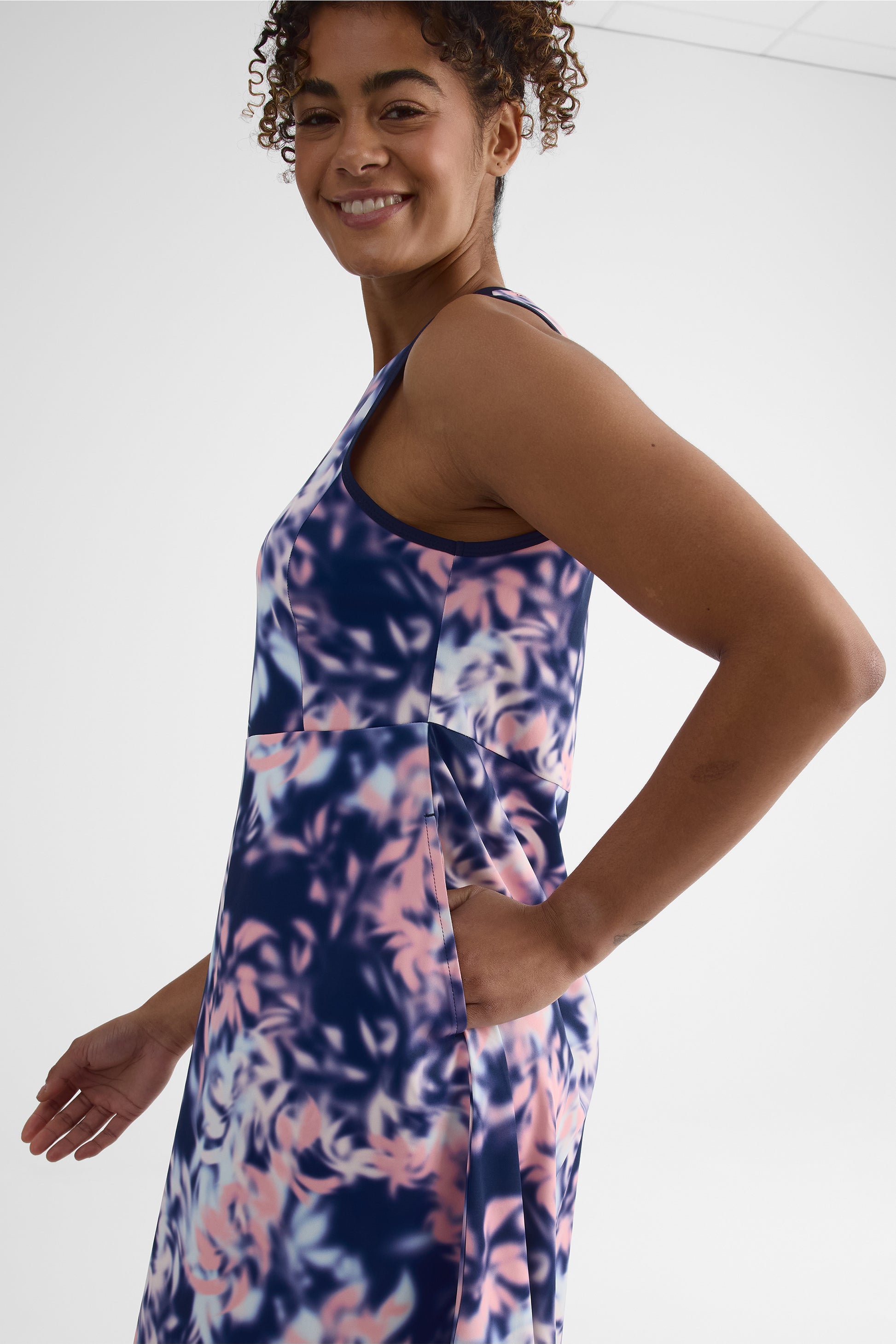 Robe skort semi-haute avec fente - Femme && MARIN/MULTI