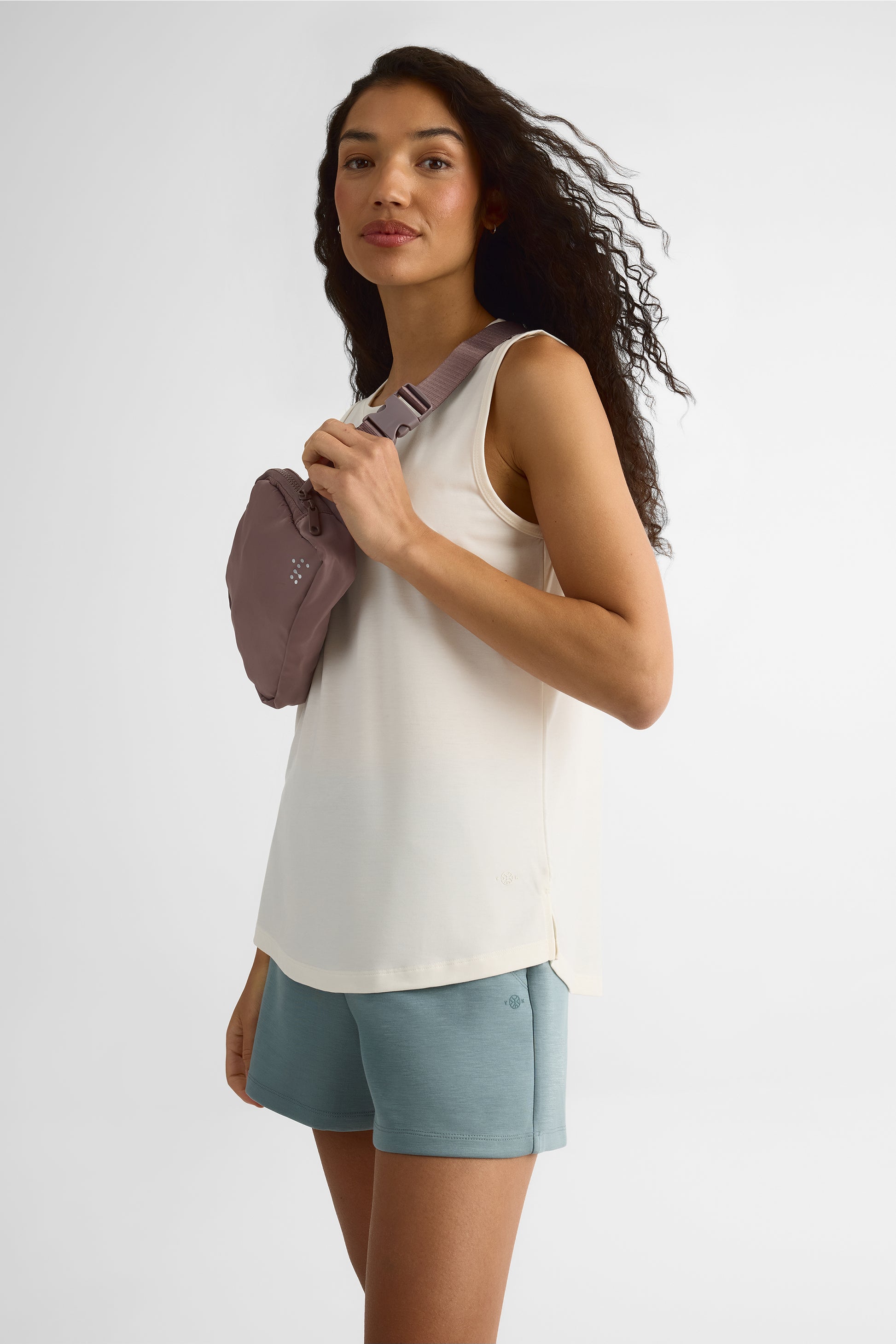 T-shirt col rond en Tencel - Femme && BLANC CASSÉ