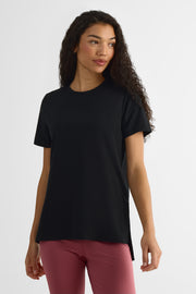 Chandail à manches courtes col rond - Femme && NOIR