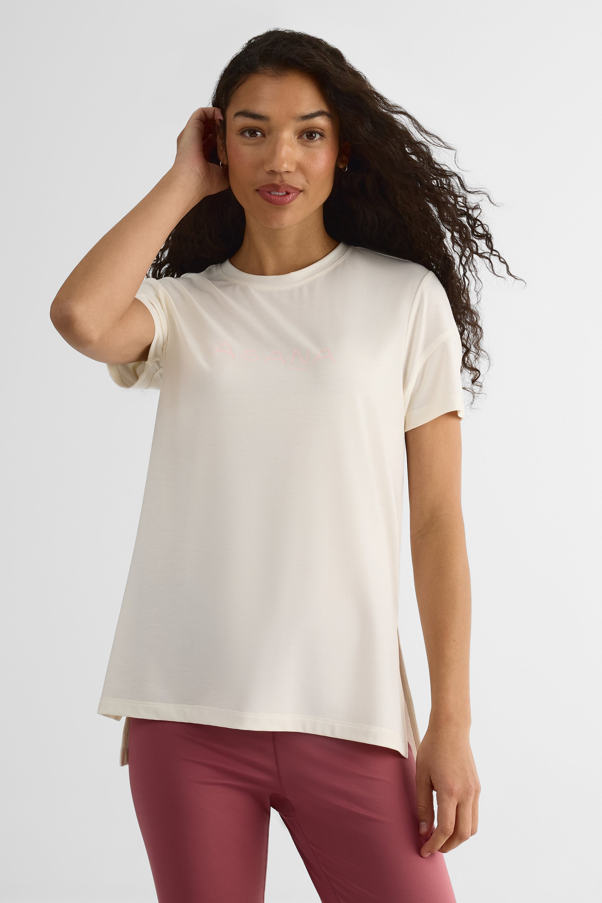 Chandail à manches courtes col rond - Femme && BLANC CASSÉ