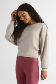 Chandail boxy fit col rond - Femme && TAUPE