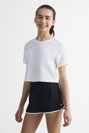 Chandail cropped manches courtes - Ado fille && BLANC