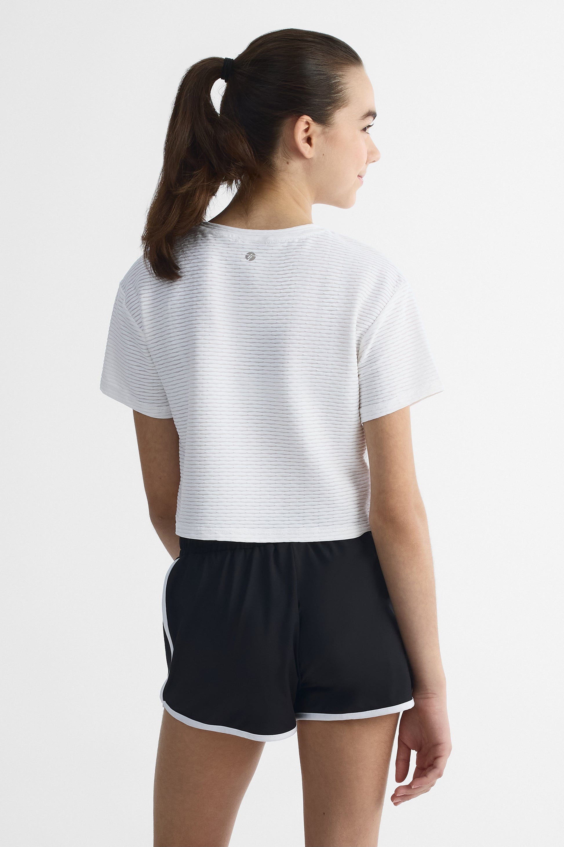 Chandail cropped manches courtes - Ado fille && BLANC