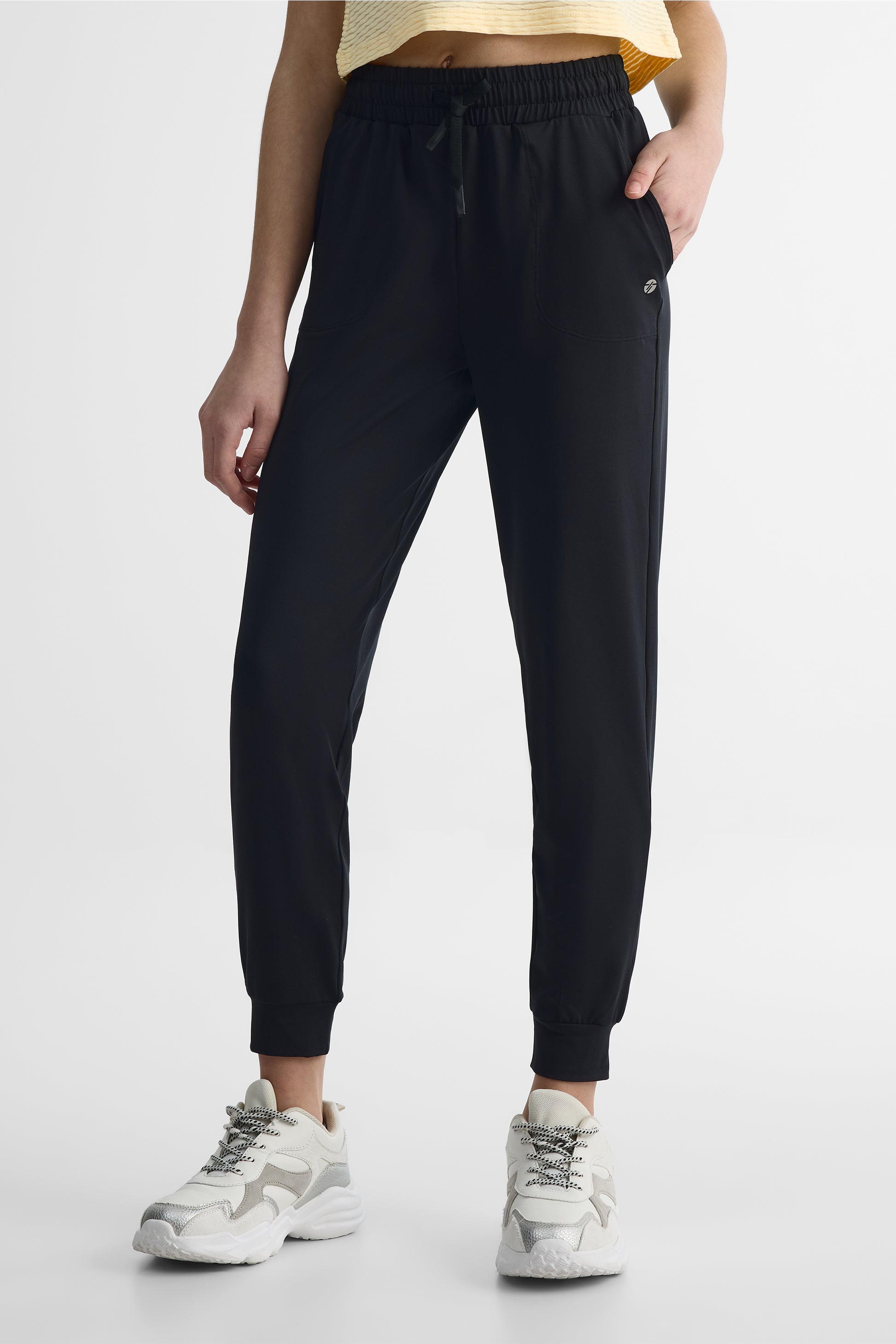 Pantalon jogger semi-haut - Ado fille && NOIR