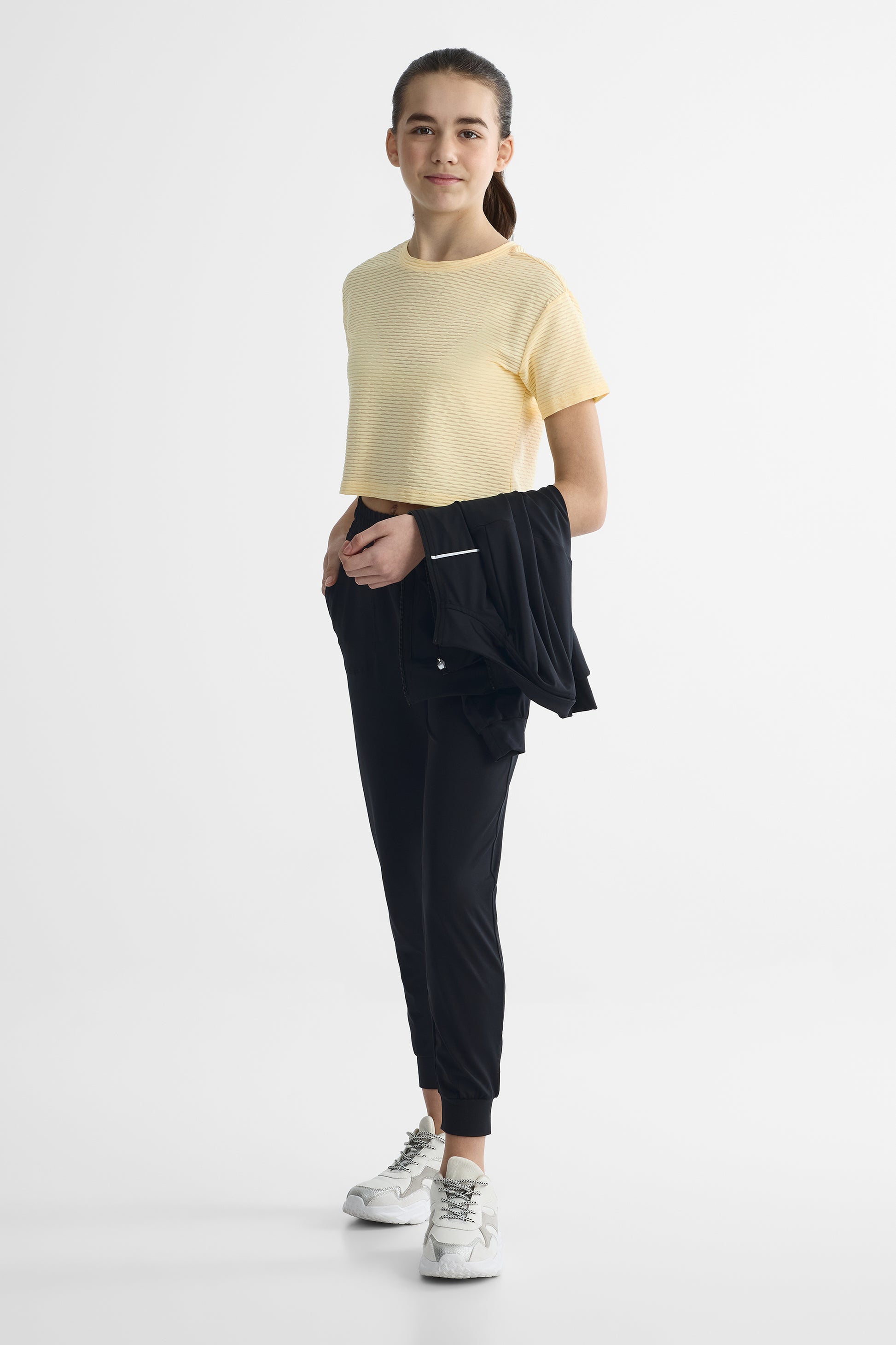 Pantalon jogger semi-haut - Ado fille && NOIR