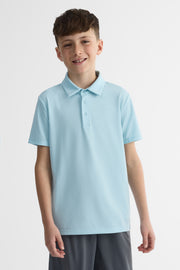 Chandail polo colorblock à manches courtes - Ado garçon && BLEU PALE