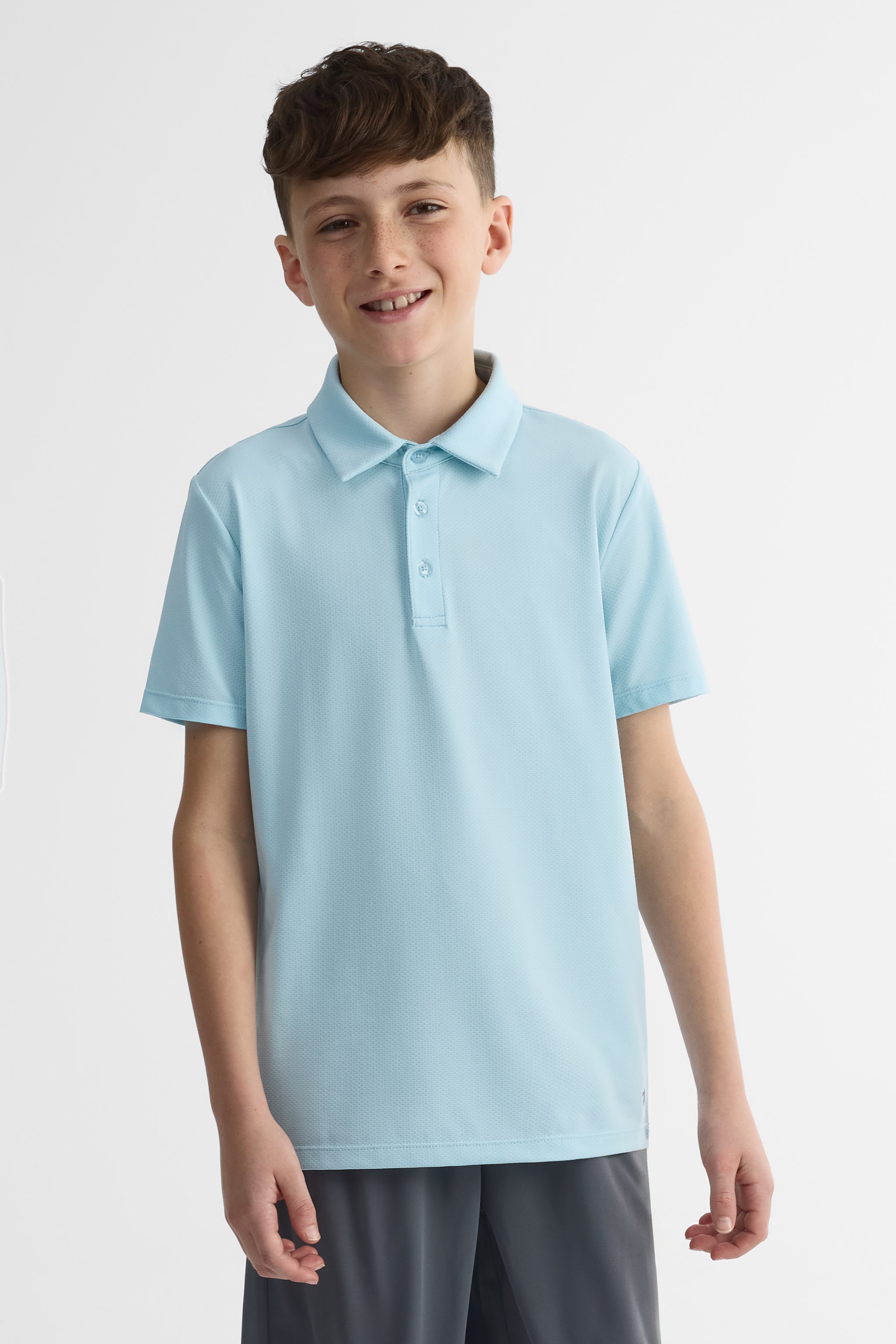 Chandail polo colorblock à manches courtes - Ado garçon && BLEU PALE