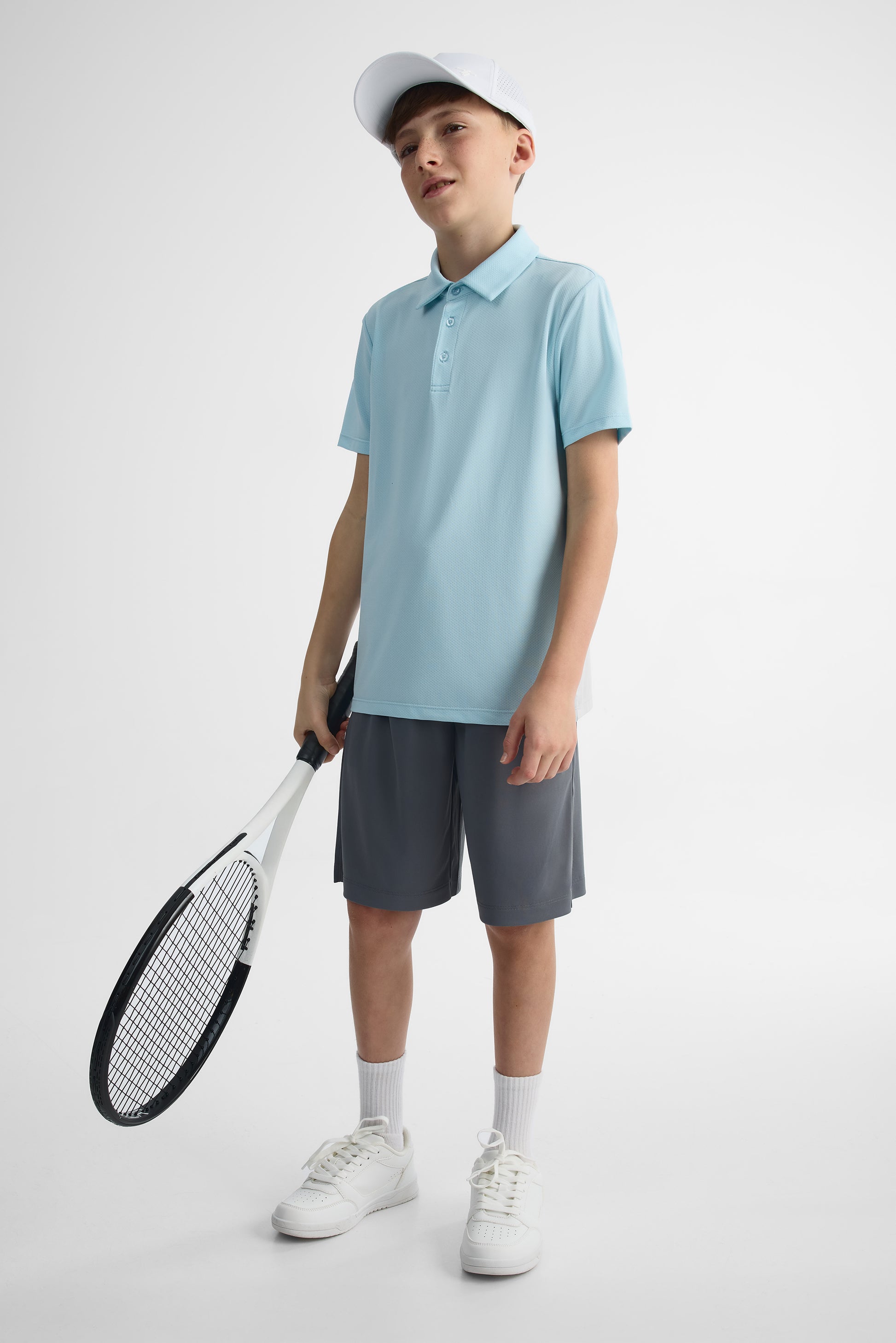 Chandail polo colorblock à manches courtes - Ado garçon && BLEU PALE