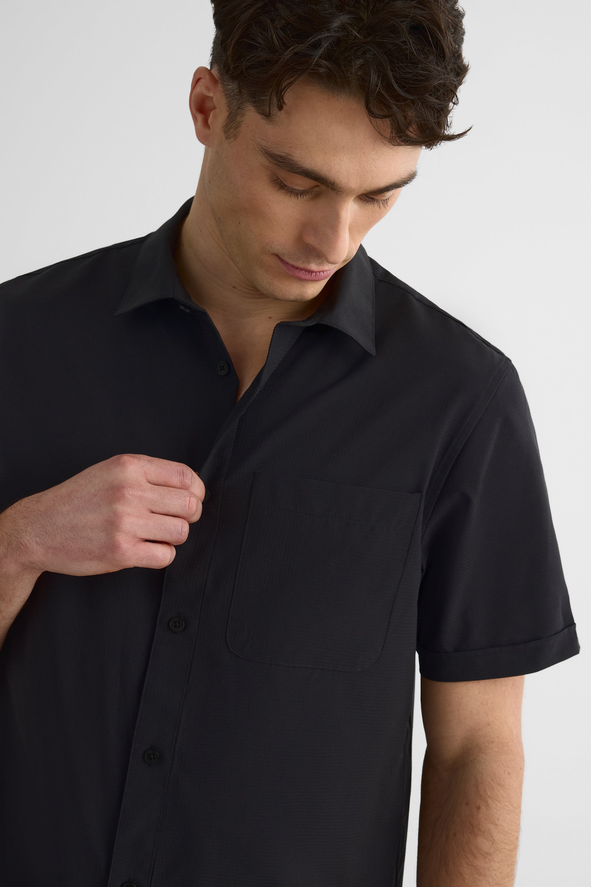 Chemise à manches courtes - Homme && NOIR