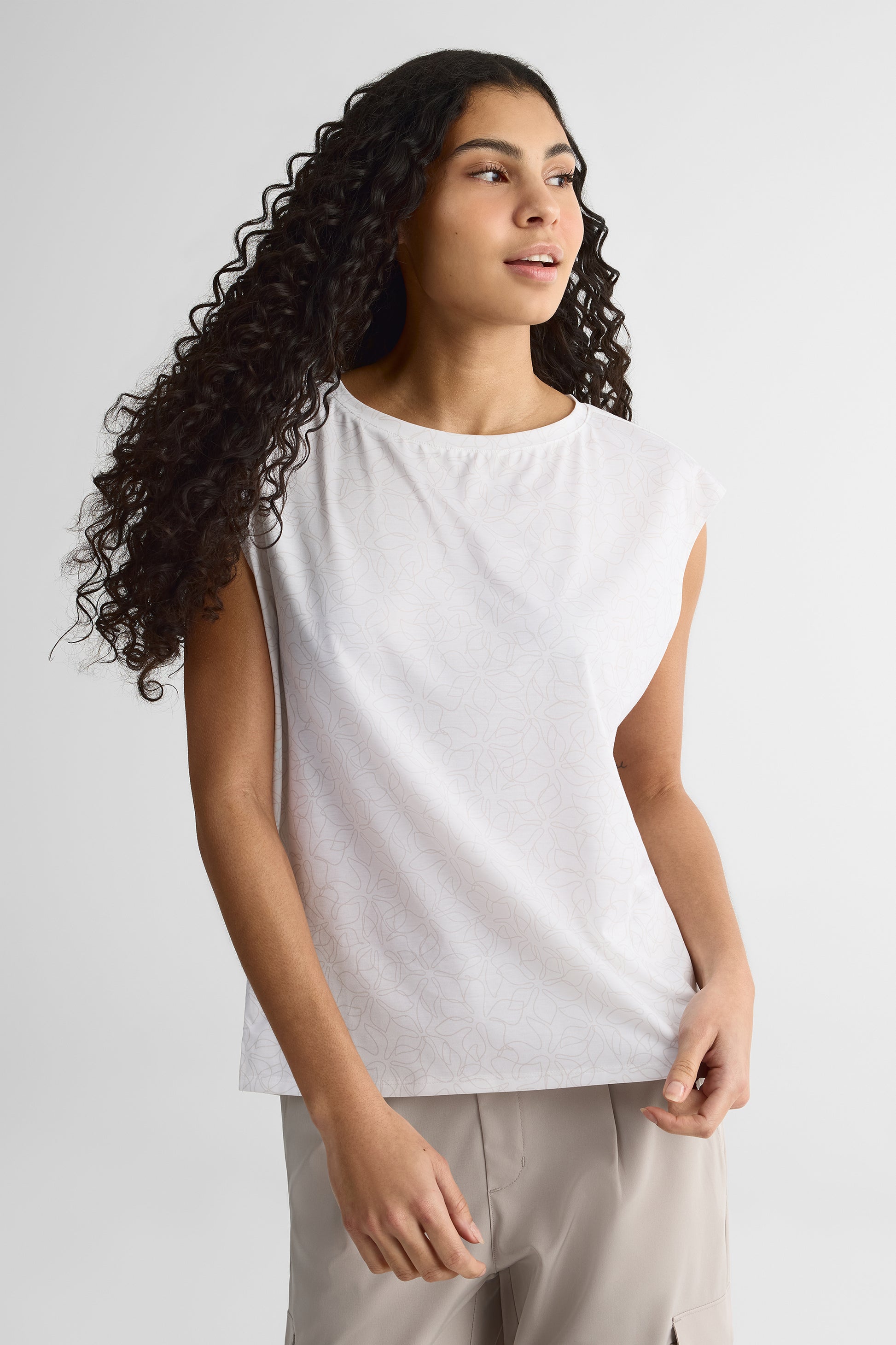 Camisole col bateau en Tencel - Femme && BLANC MULTI