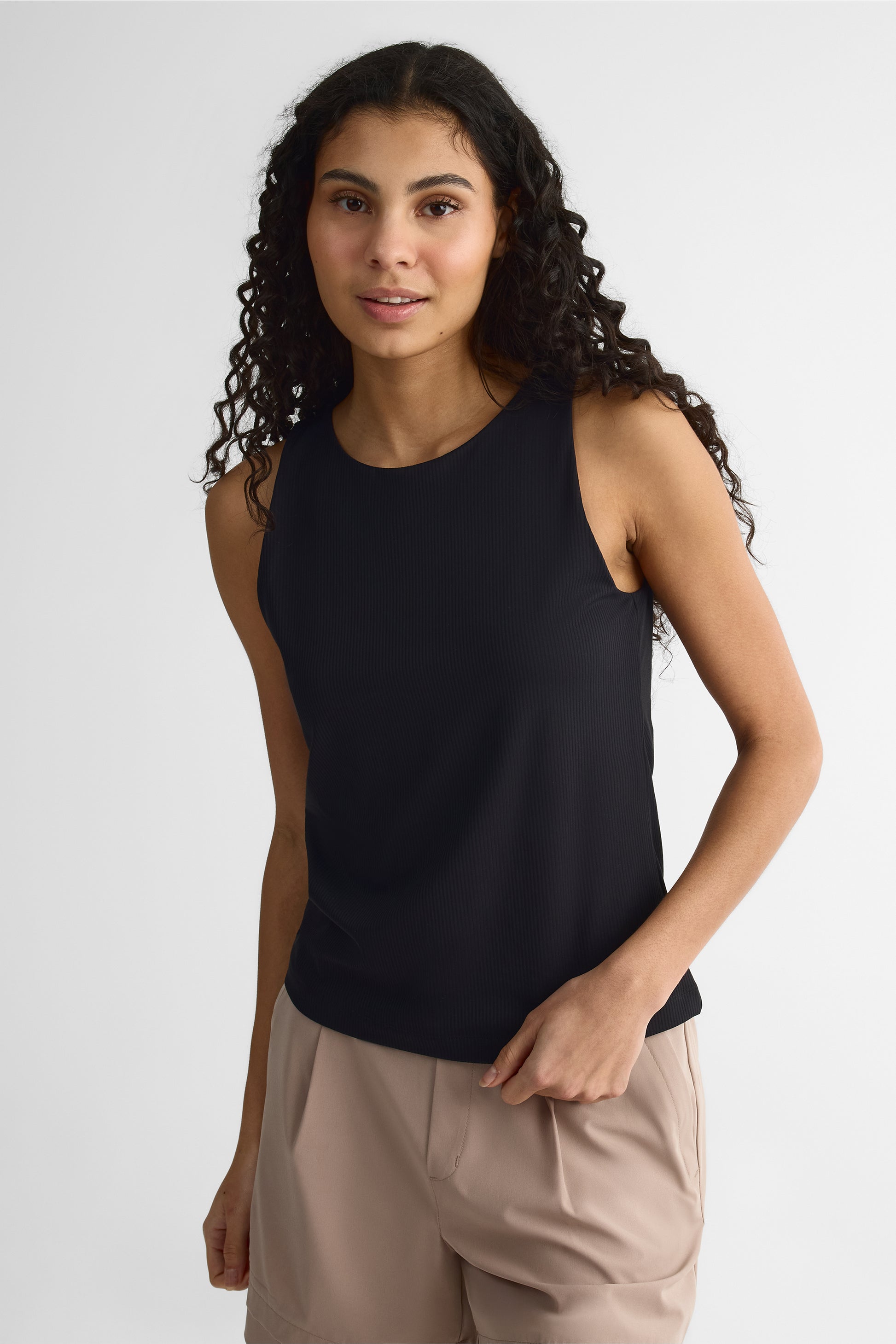 Camisole col rond ajustée - Femme && NOIR