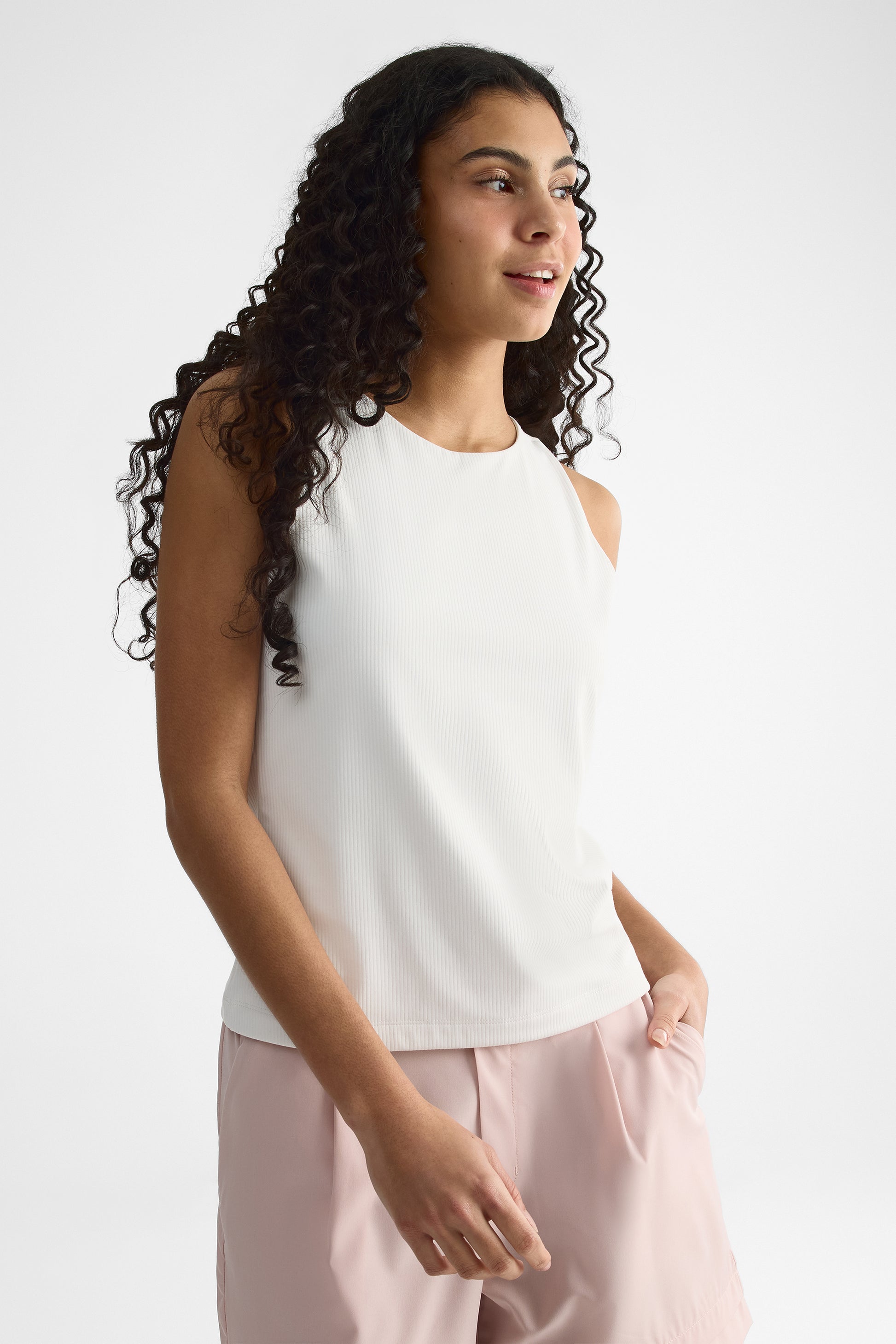Camisole col rond ajustée - Femme && BLANC