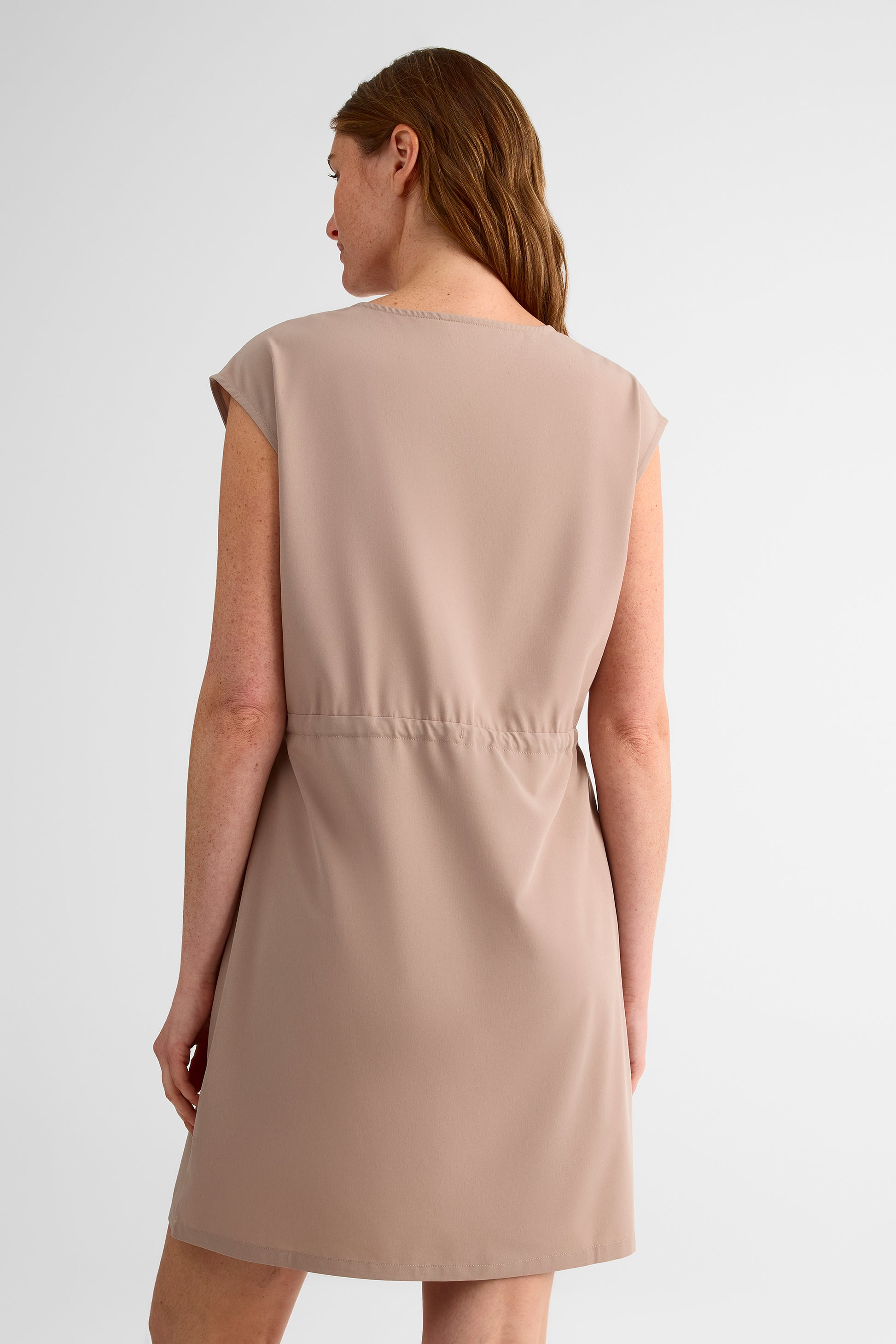 Robe portefeuille à manches caps - Femme && BRUN
