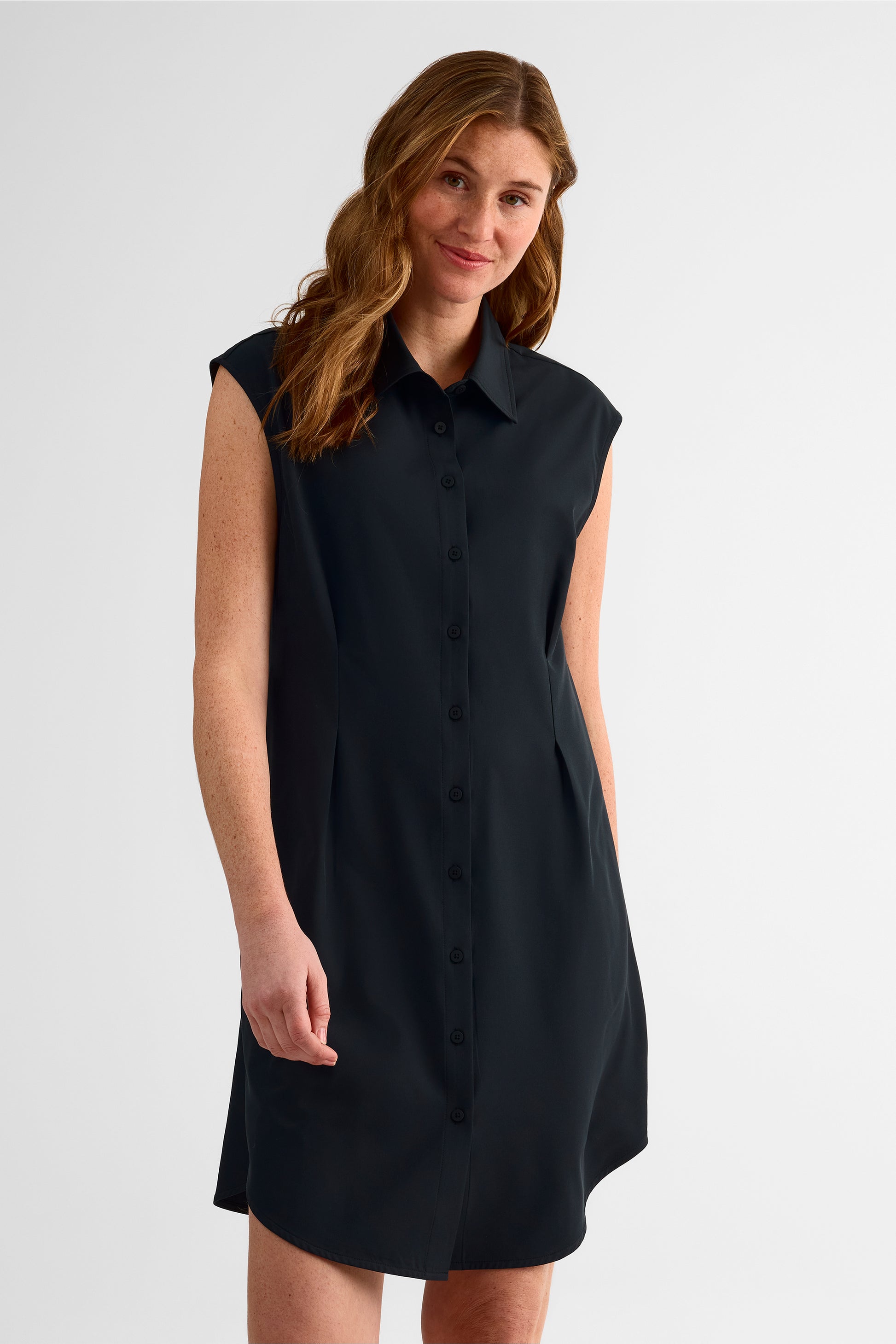 Robe chemise à boutons - Femme && NOIR