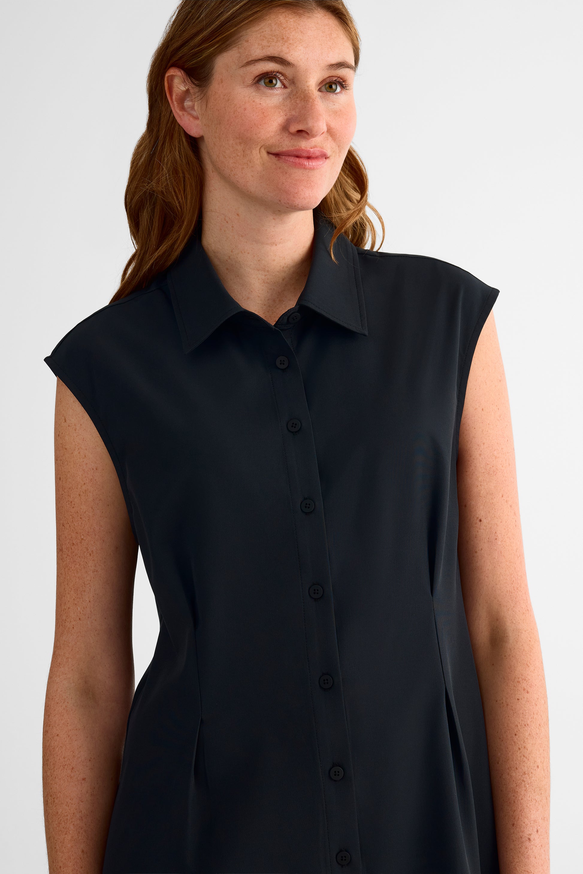 Robe chemise à boutons - Femme && NOIR