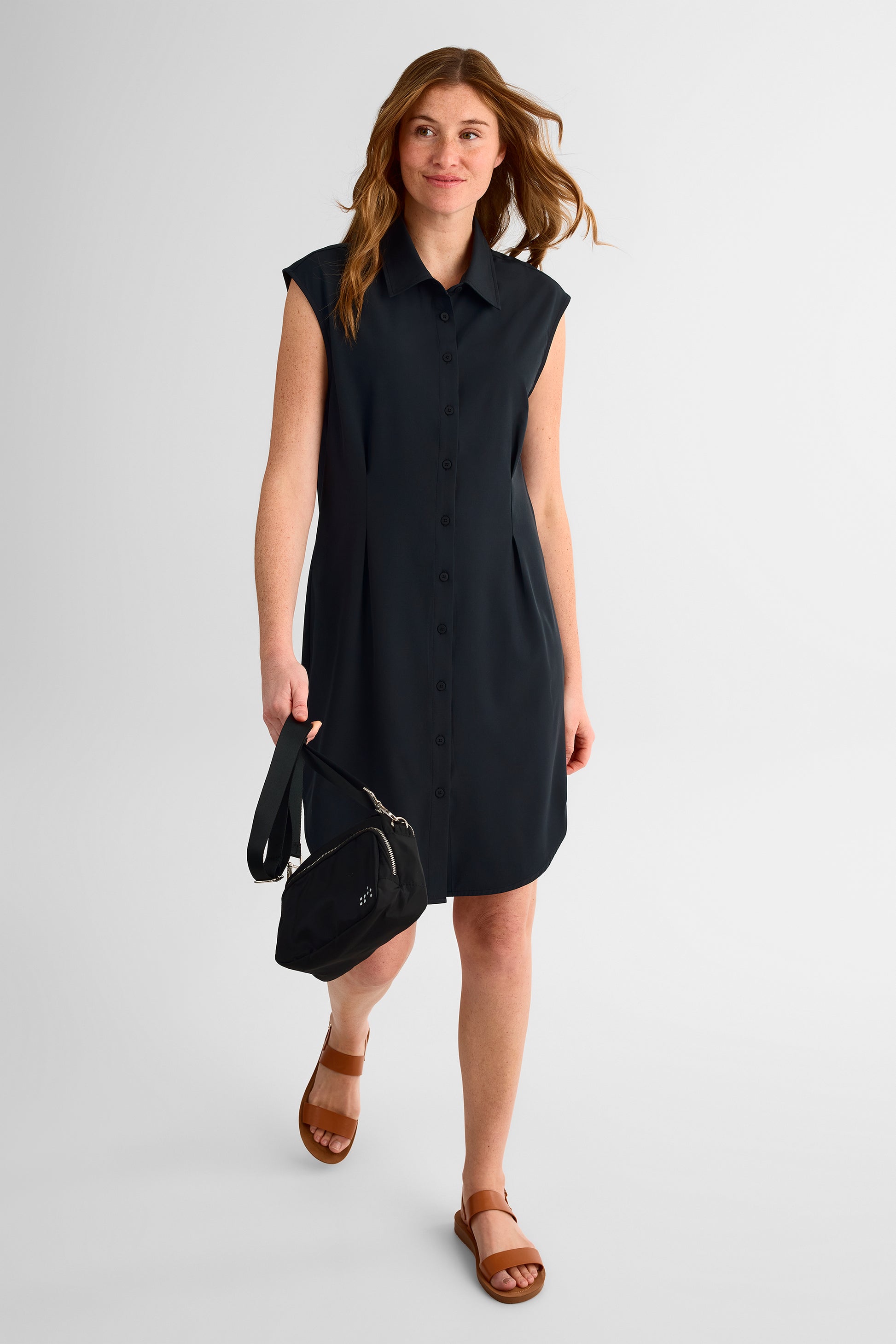 Robe chemise à boutons - Femme && NOIR