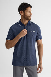 Chandail polo à manches courtes - Homme && BLEU MULTI
