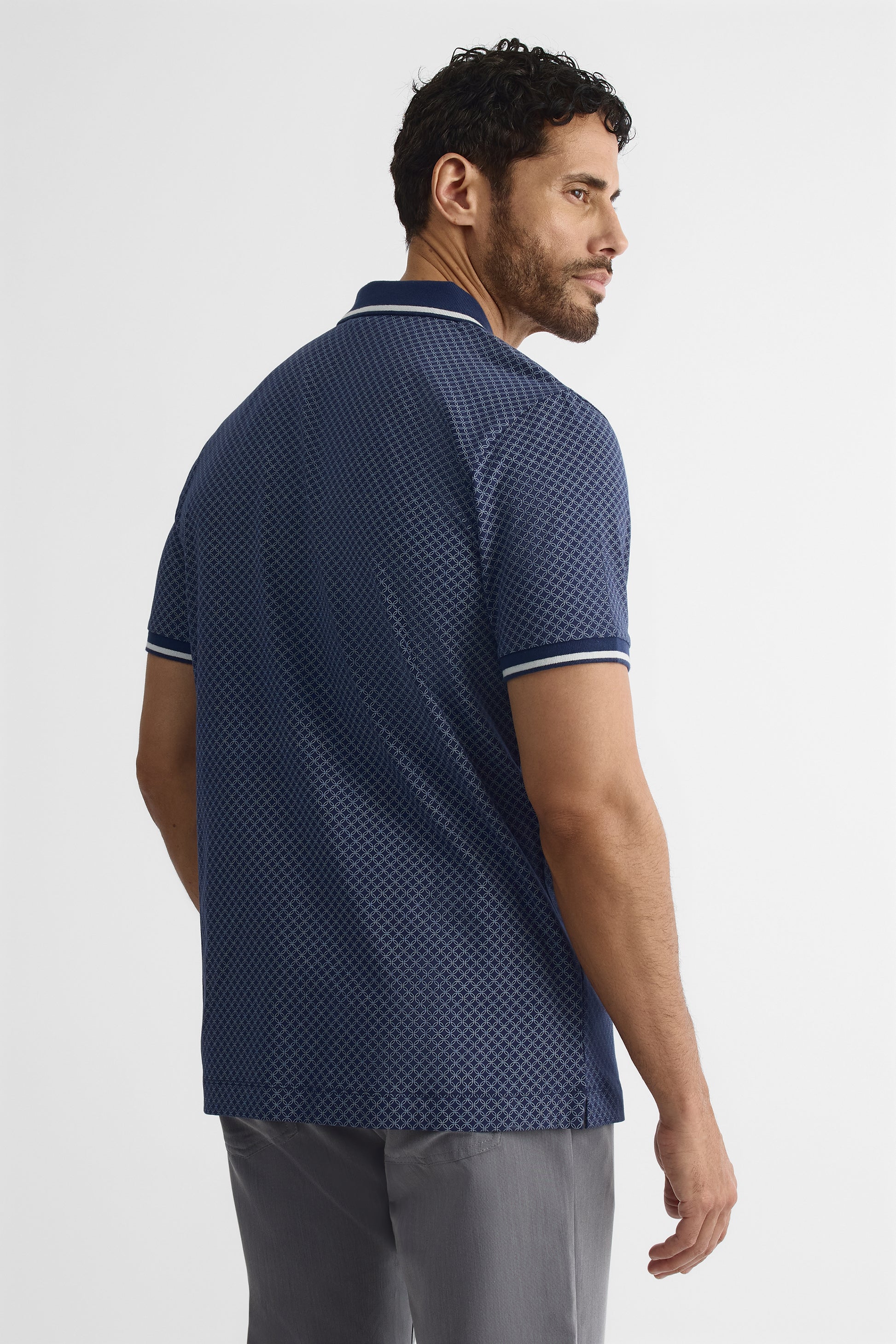 Chandail polo à manches courtes - Homme && BLEU MULTI