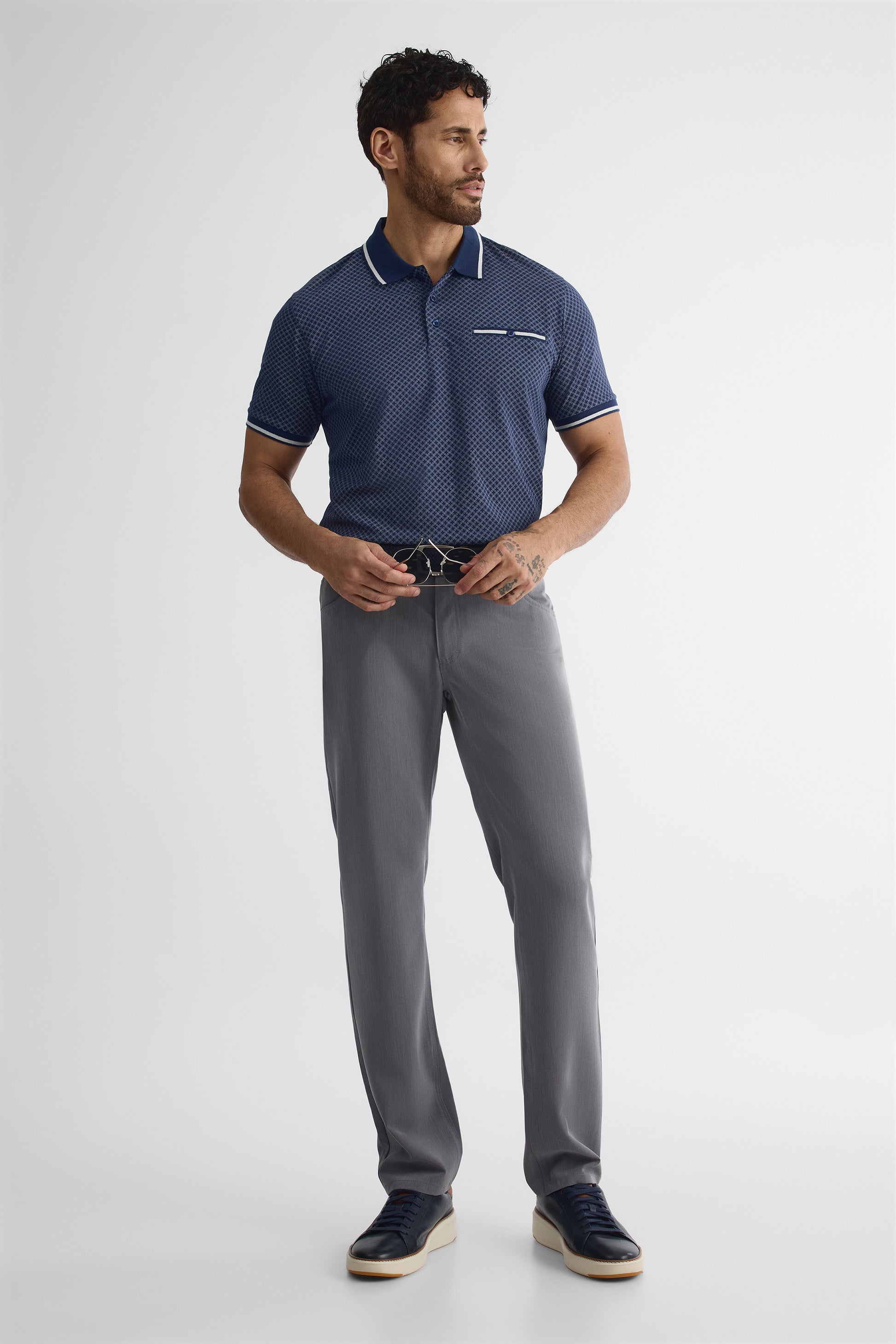 Chandail polo à manches courtes - Homme && BLEU MULTI