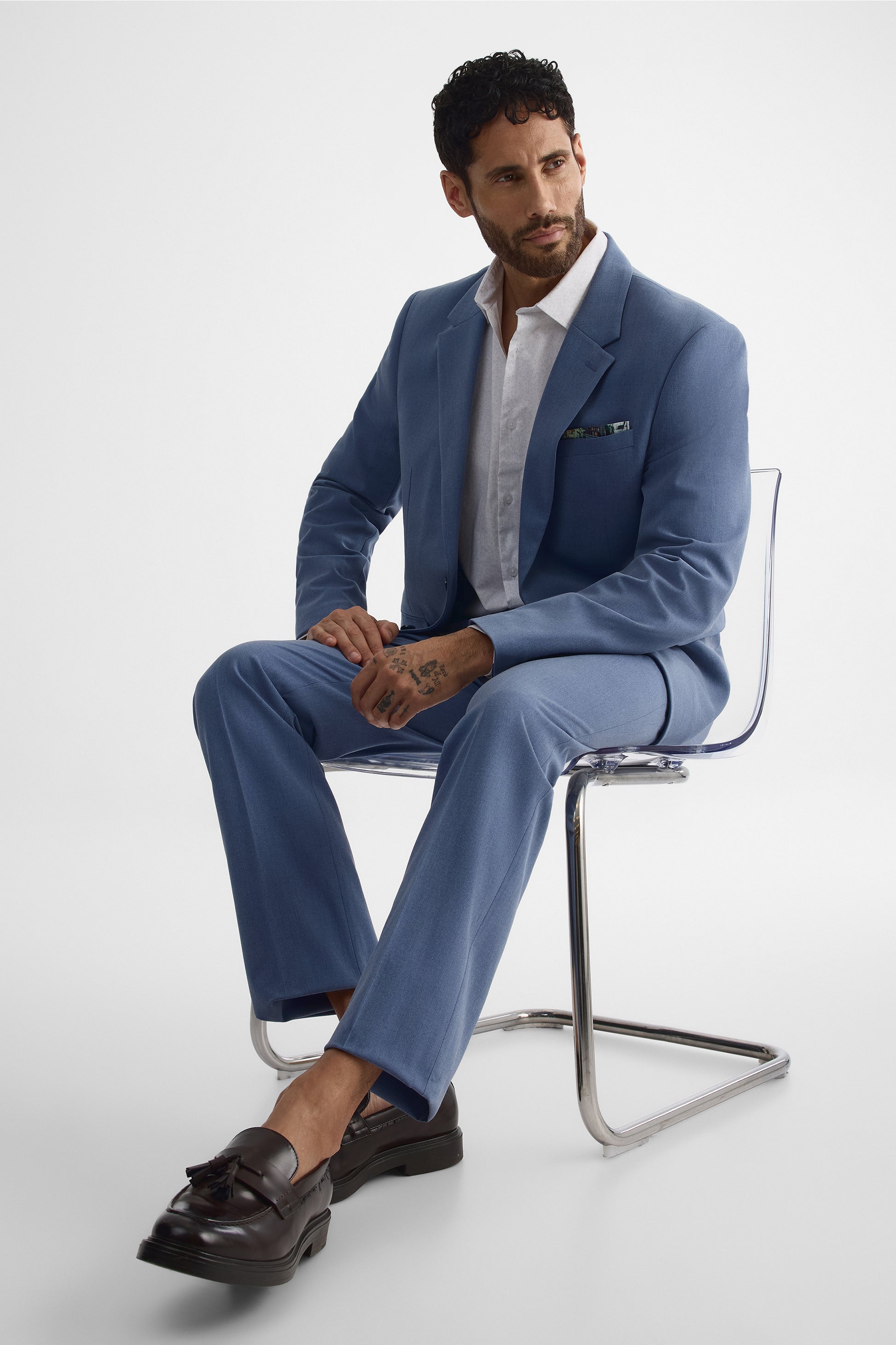 Chemise à manches longues - Homme && BLEU MULTI