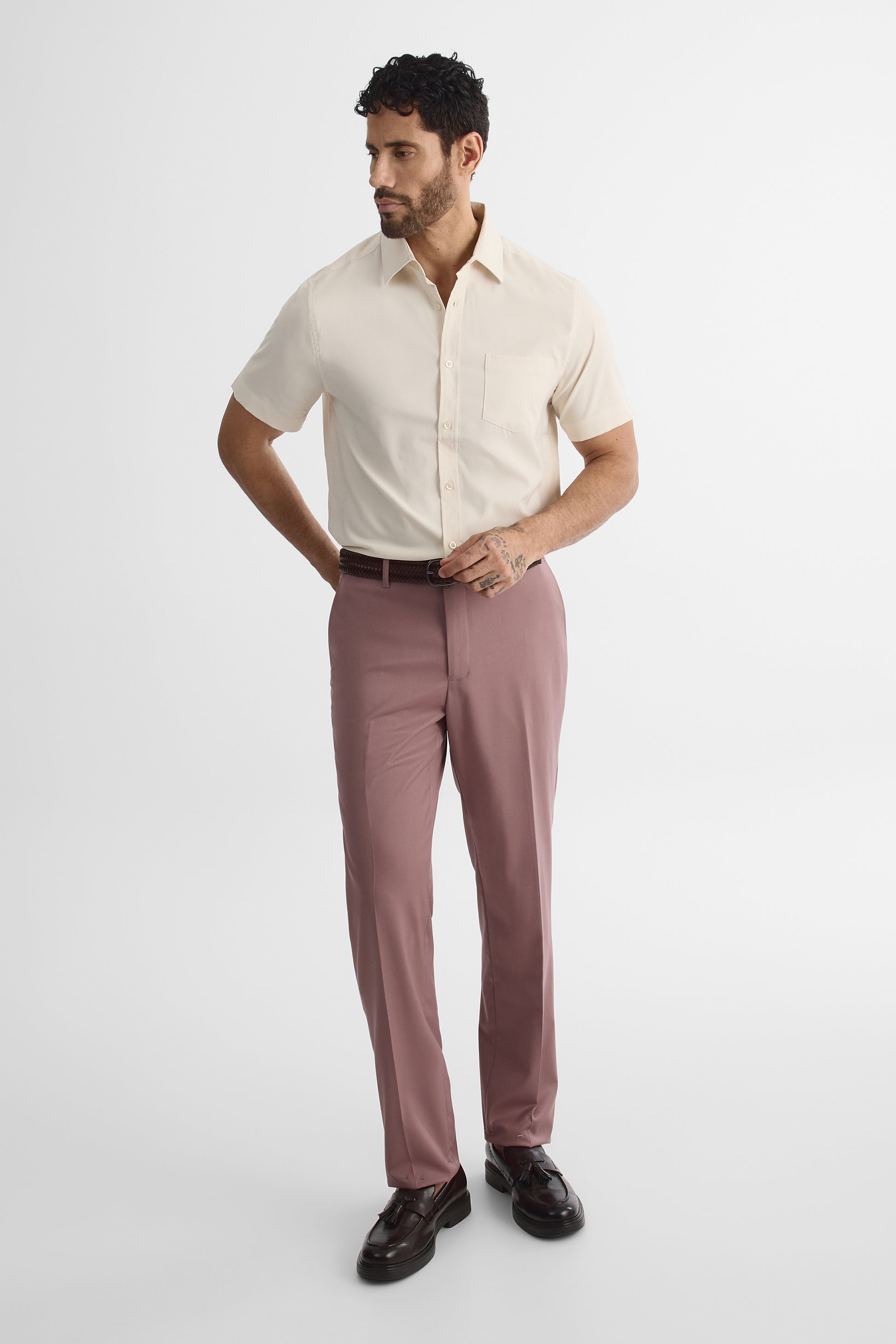 Chemise à manches courtes - Homme && BEIGE