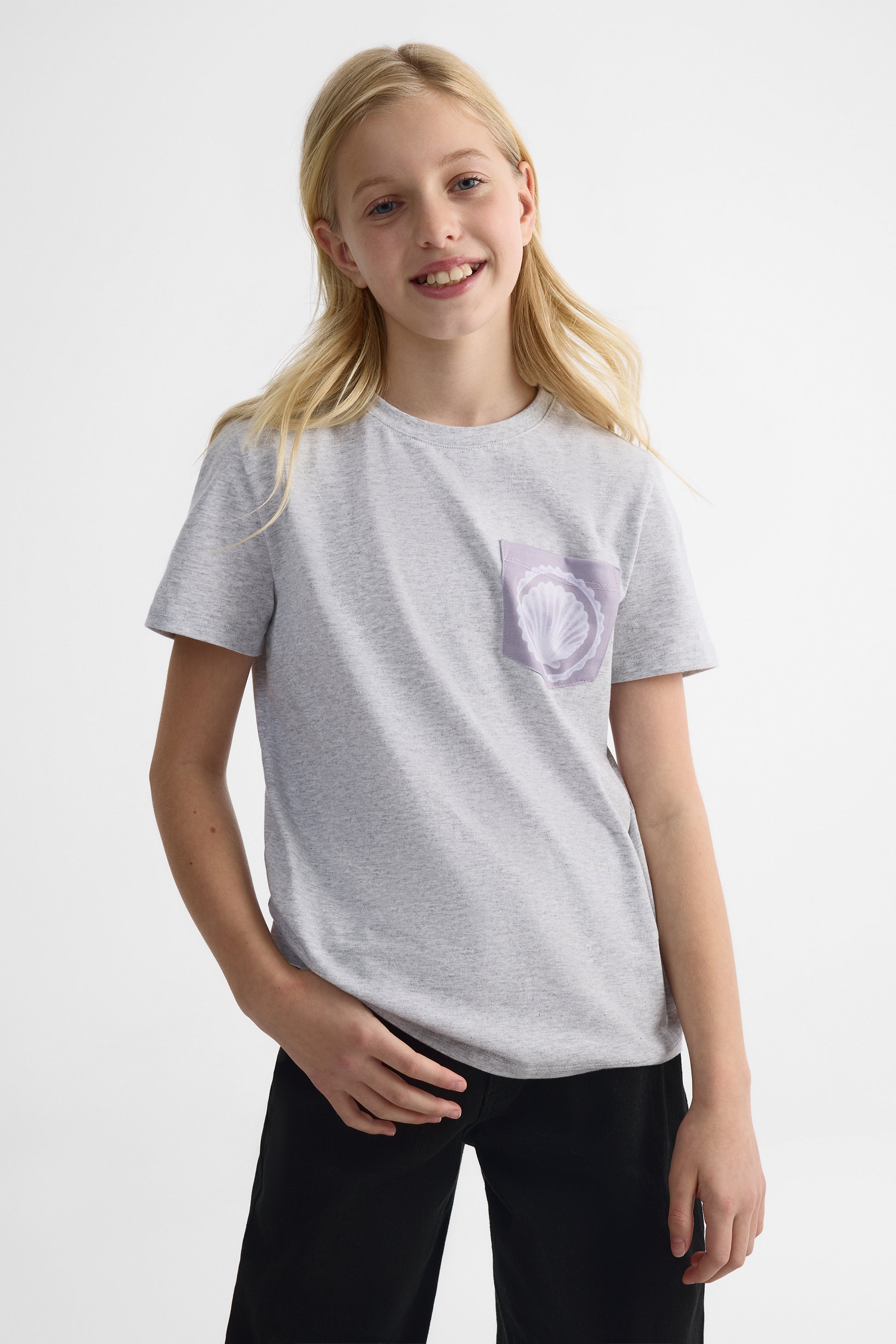 T-shirt à manches courtes - Ado fille && GRIS MIXTE