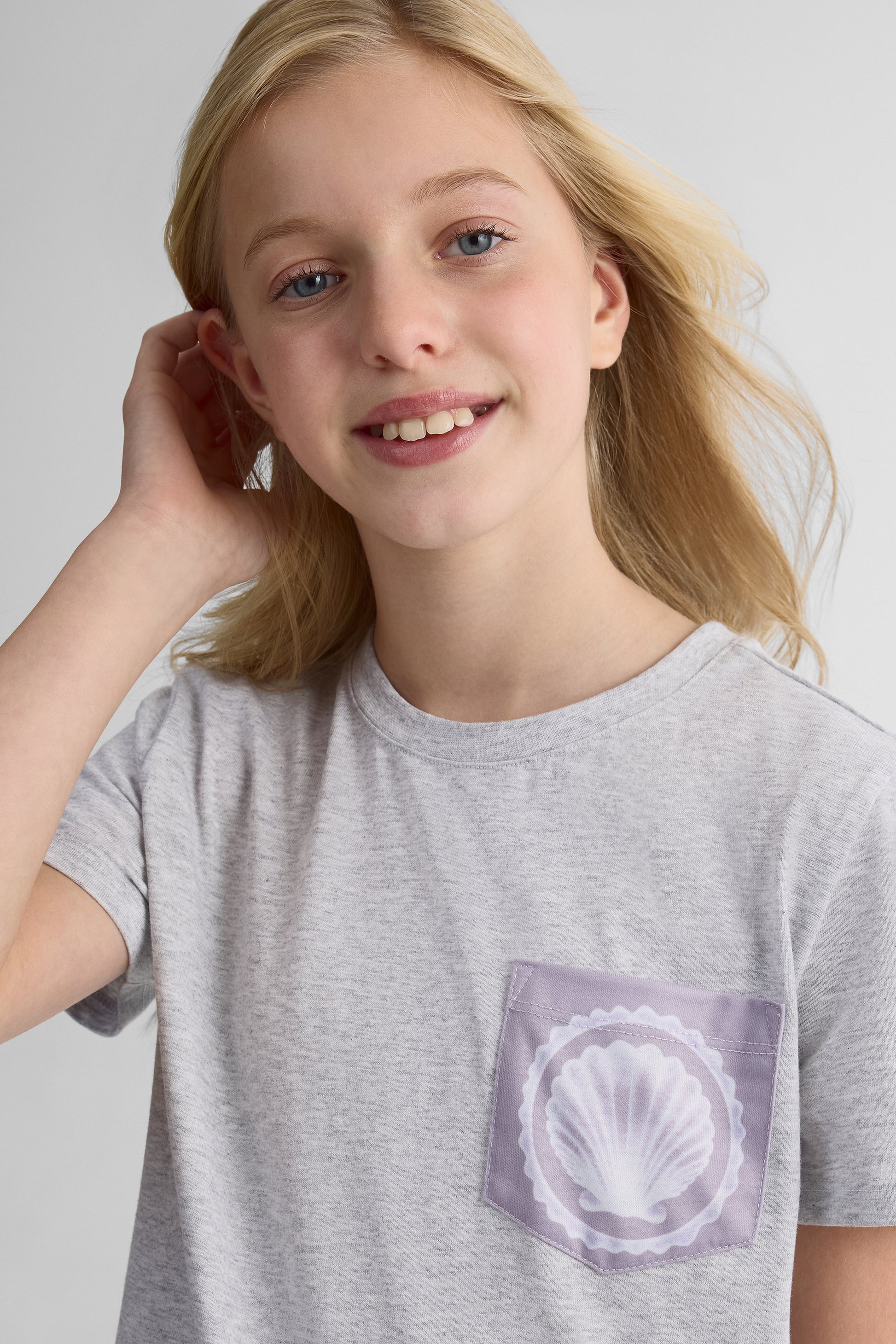 T-shirt à manches courtes - Ado fille && GRIS MIXTE