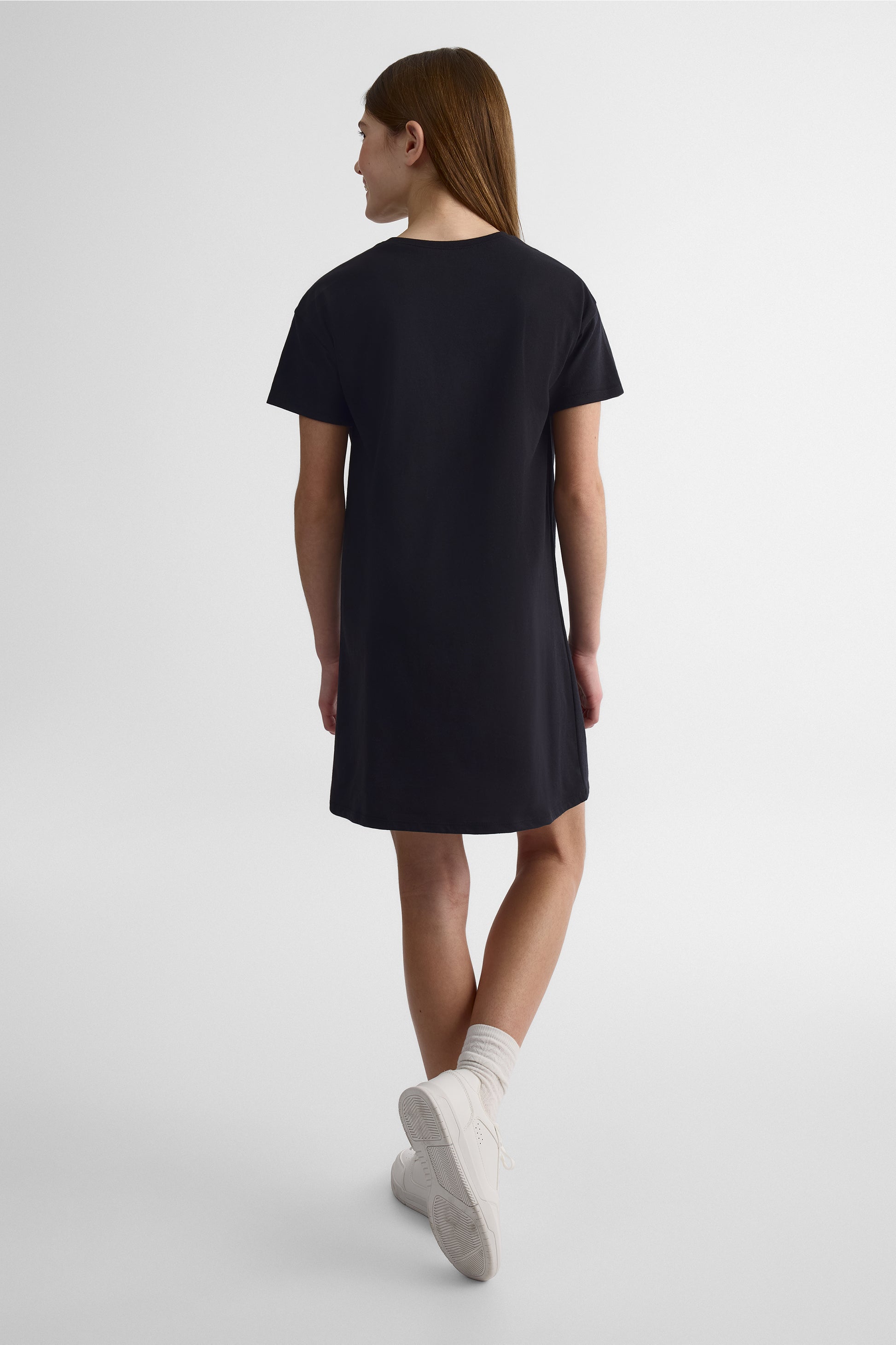 Robe manches courtes col rond - Ado fille && NOIR