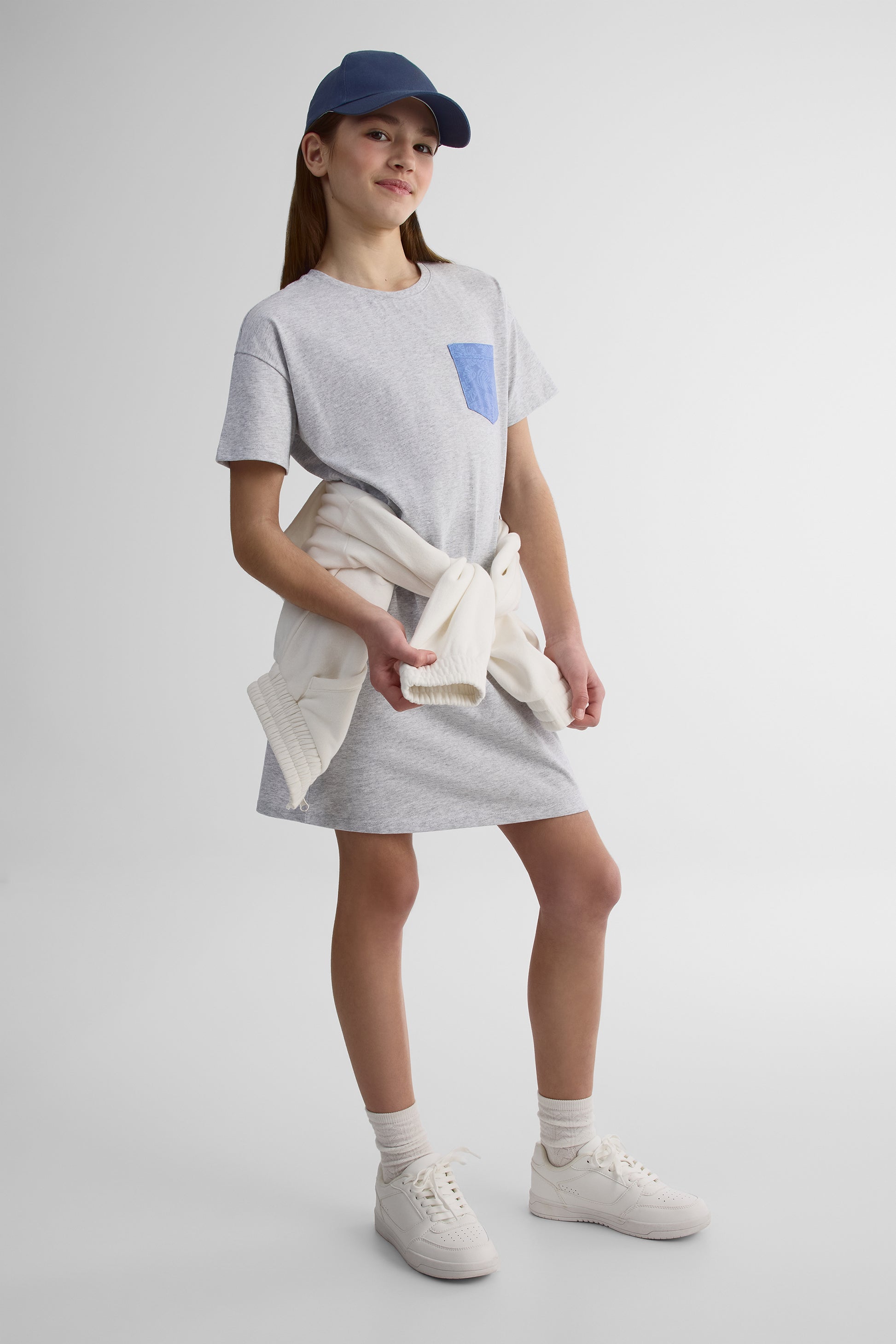 Robe manches courtes col rond - Ado fille && GRIS MIXTE