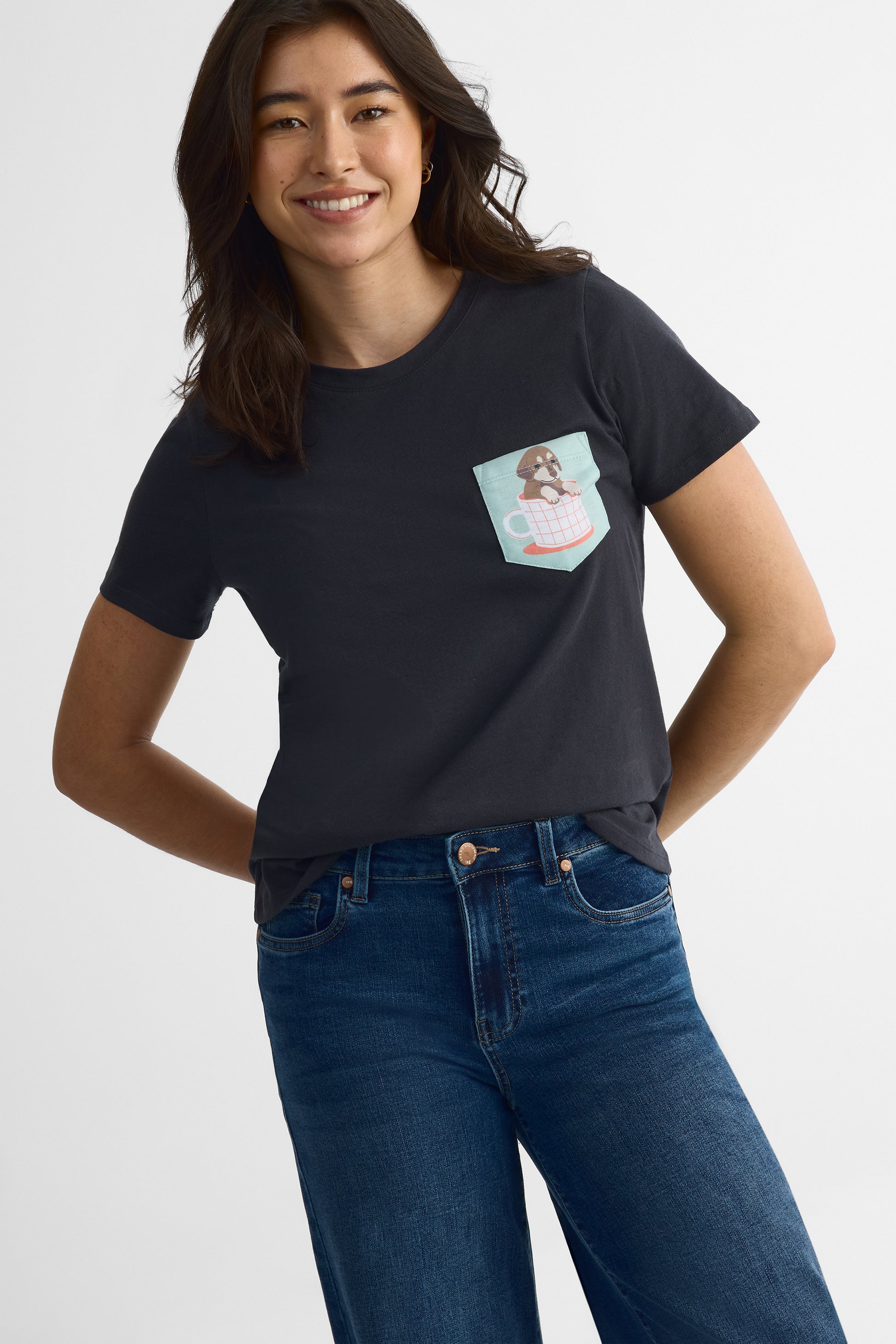 Chandail à manches courtes - Femme && CHARBON