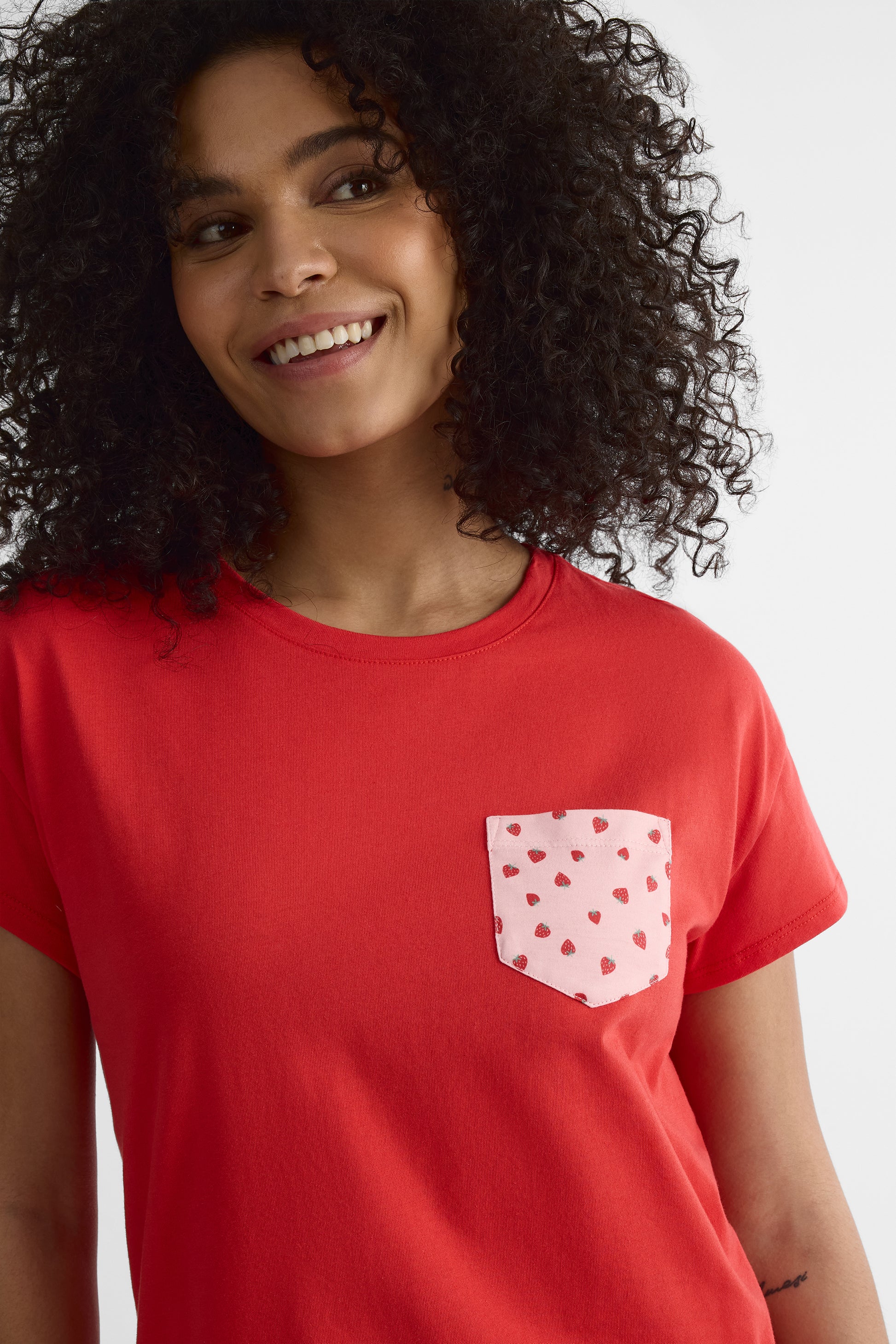 Robe manches courtes col rond - Femme && ROUGE