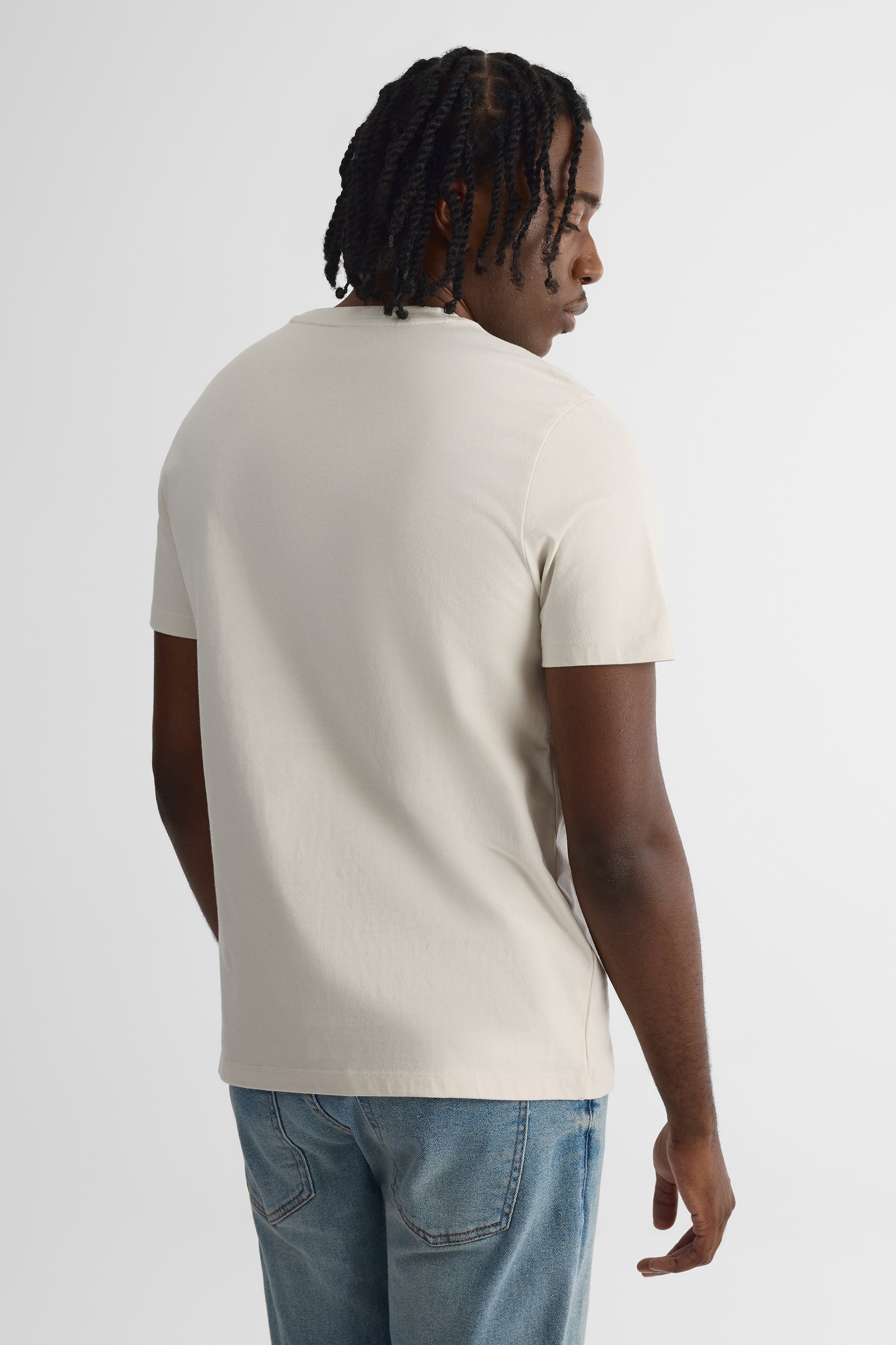 Chandail col rond coupe droite - Homme && BEIGE