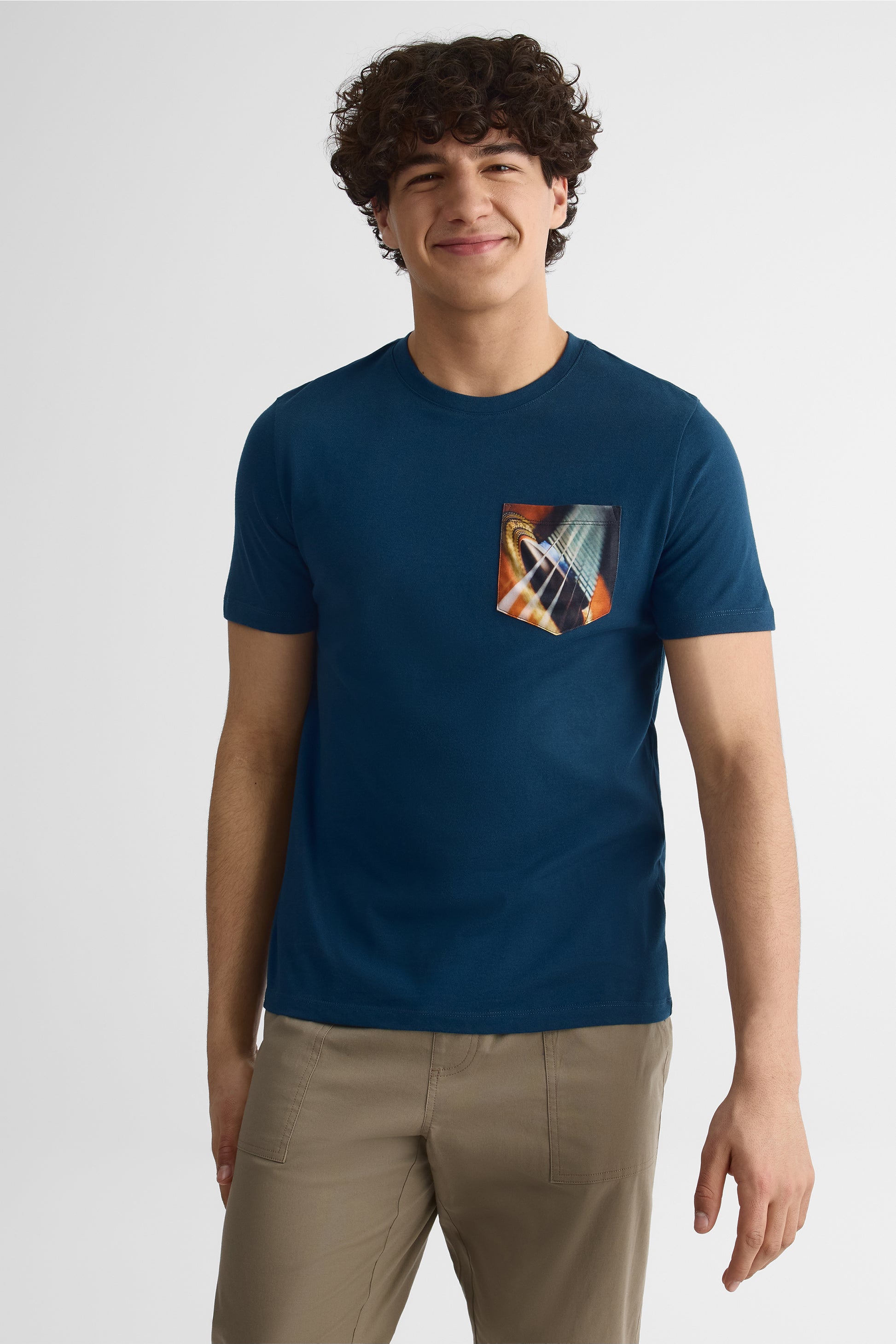 Chandail col rond coupe droite - Homme && MARIN