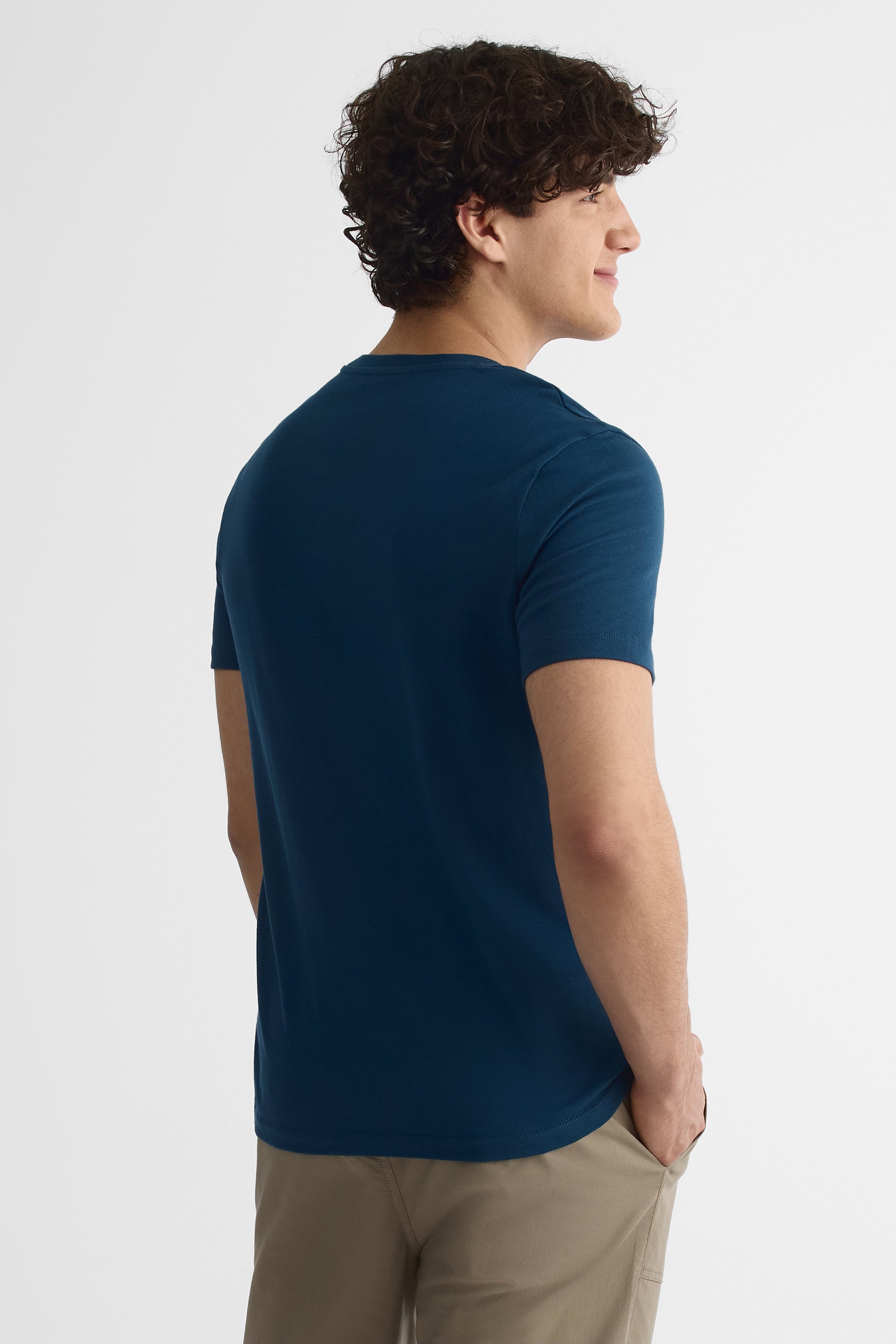 Chandail col rond coupe droite - Homme && MARIN