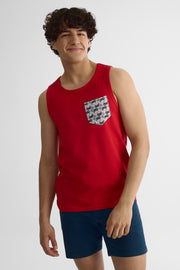 T-shirt à poche imprimée - Homme && ROUGE