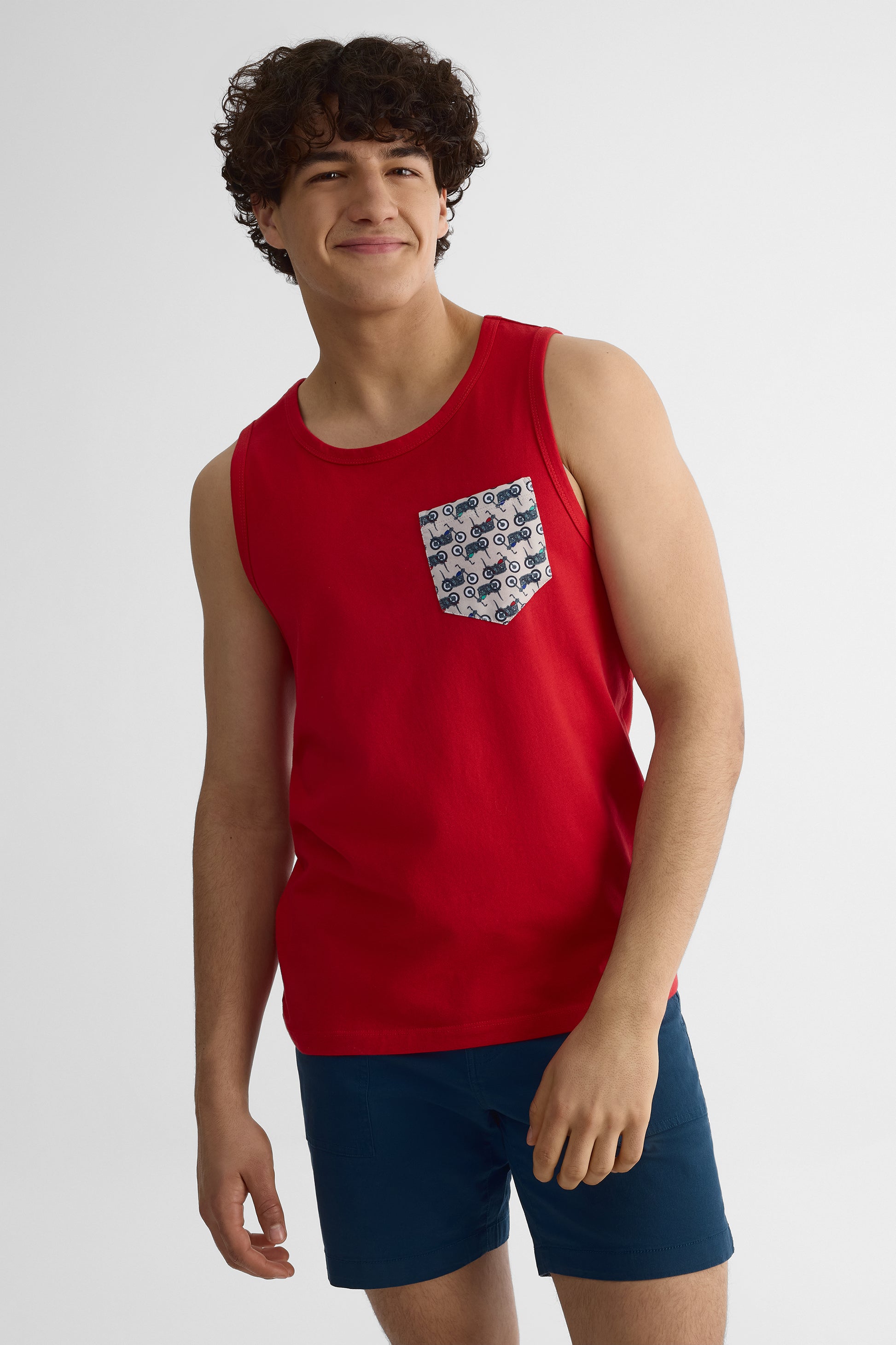 T-shirt à poche imprimée - Homme && ROUGE