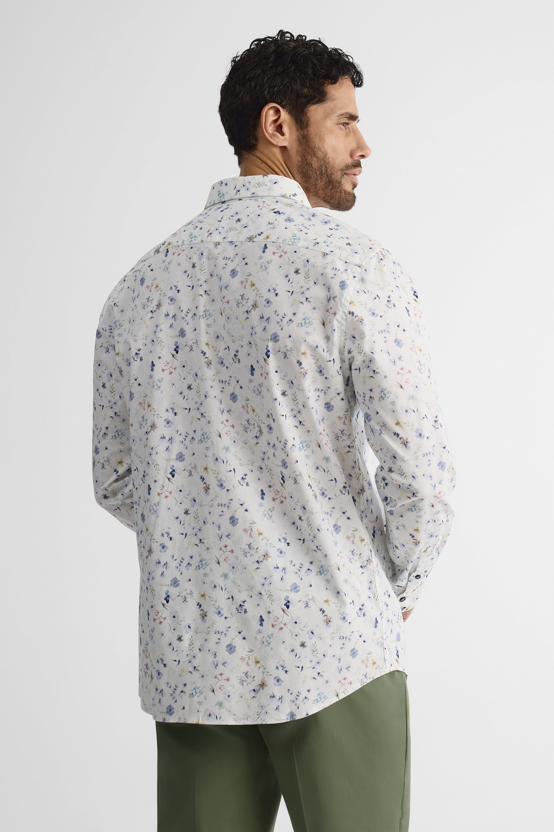 Chemise à manches longues ajustée - Homme && BLANC MULTI