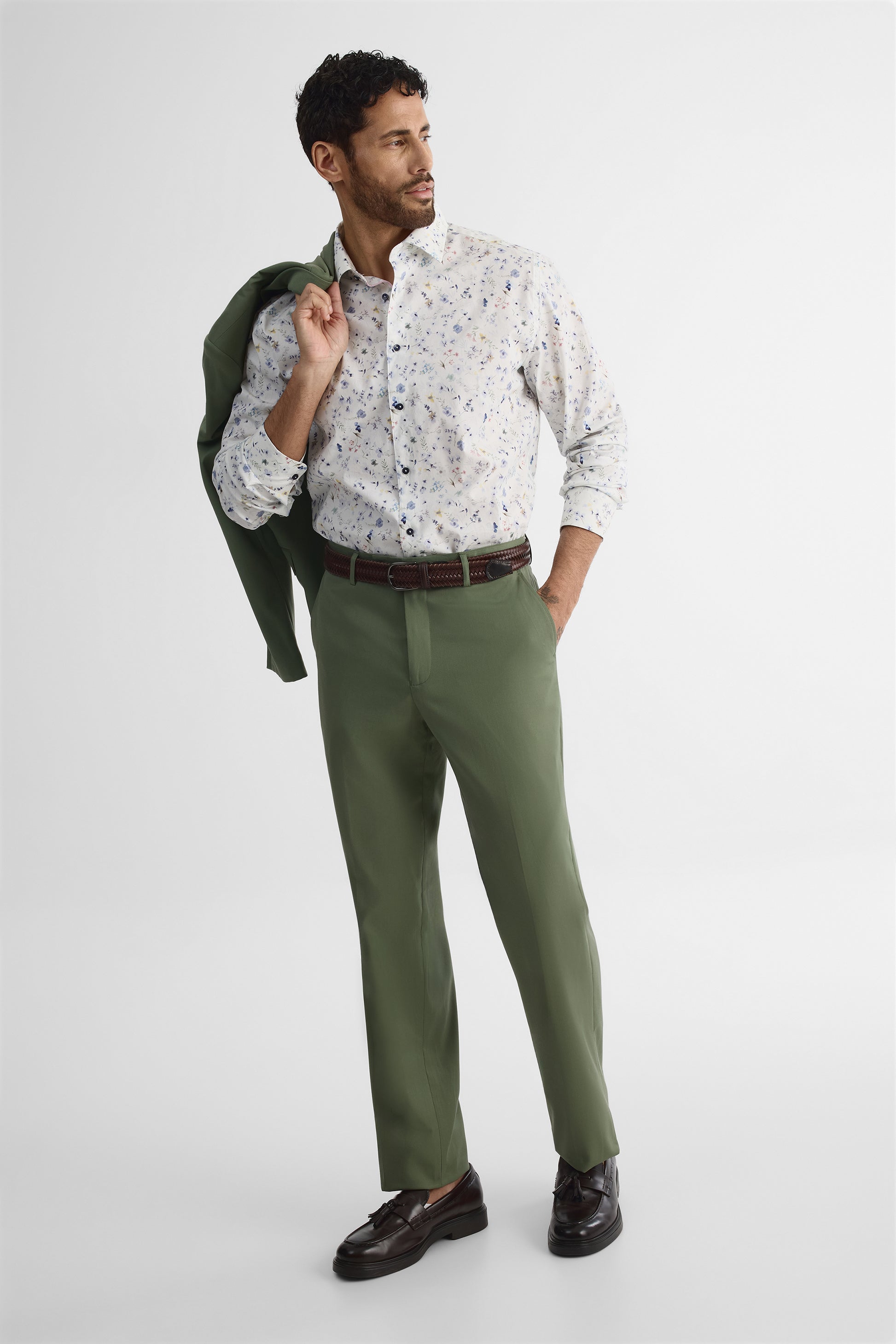 Chemise à manches longues ajustée - Homme && BLANC MULTI