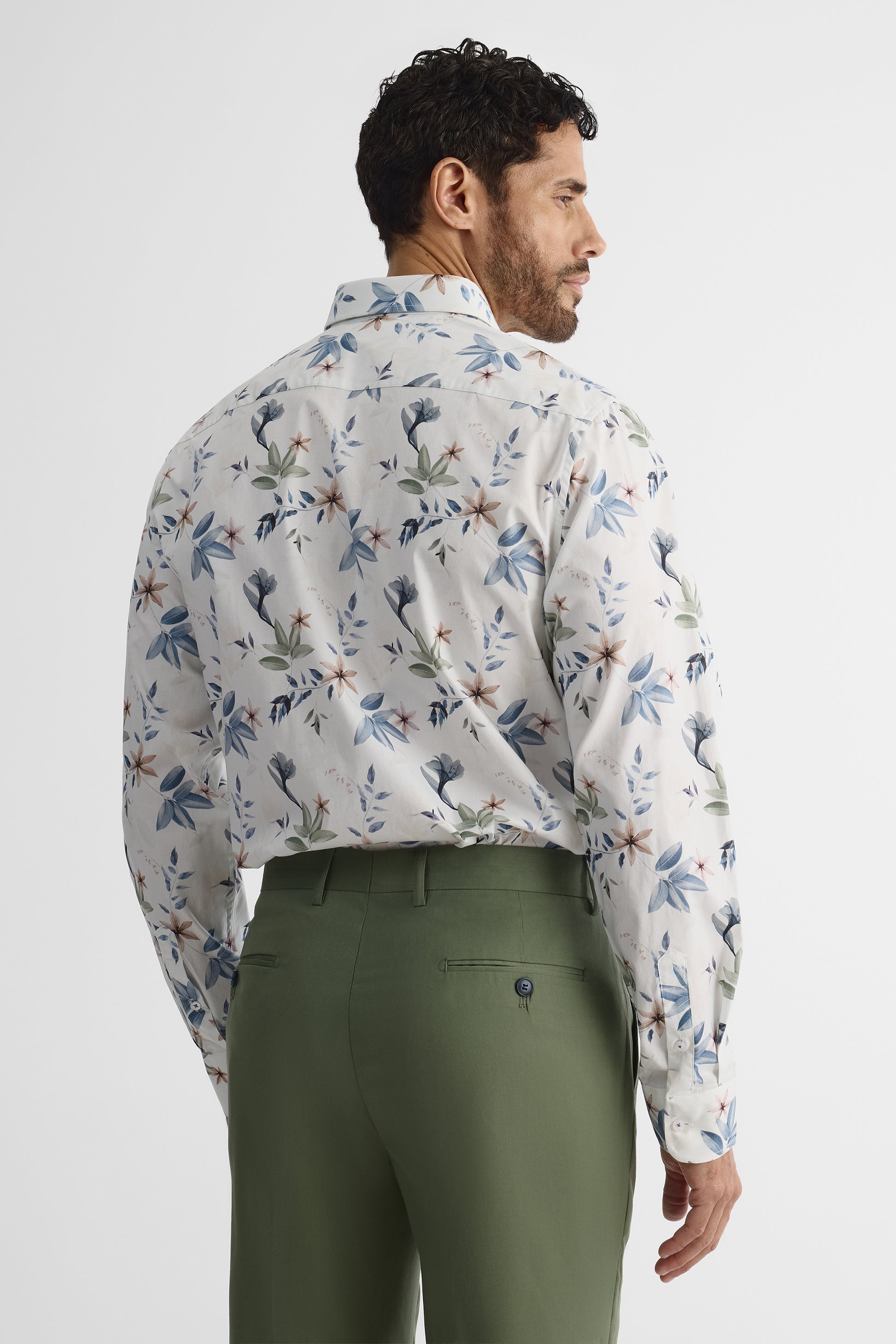 Chemise à manches longues ajustée - Homme && BLANC MULTI