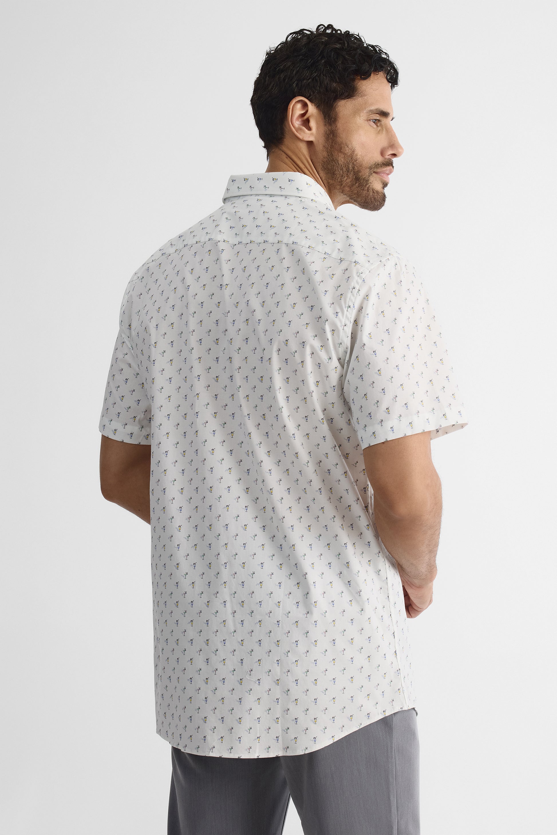 Chemise à manches courtes ajustée - Homme && BLANC MULTI