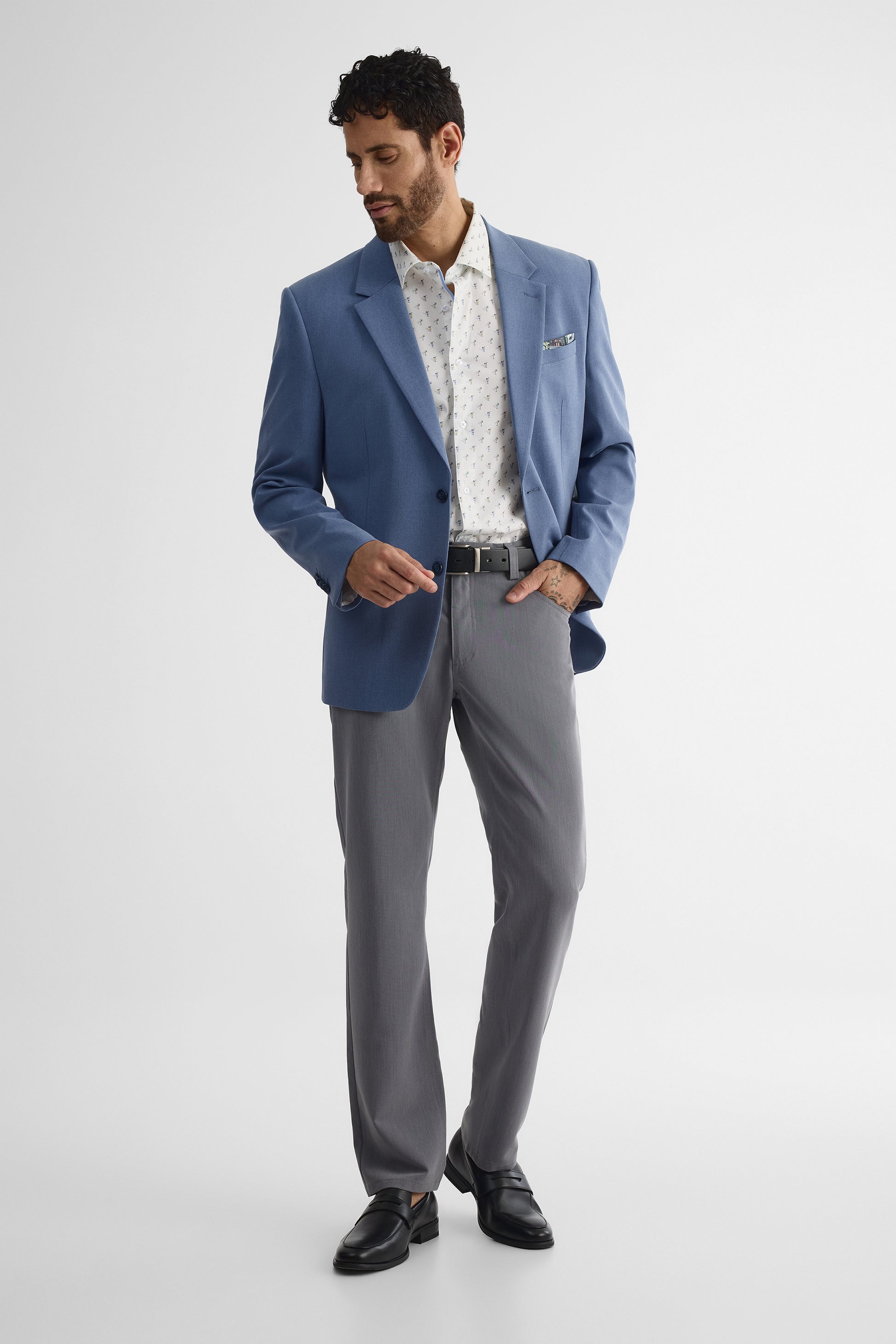 Chemise à manches courtes ajustée - Homme && BLANC MULTI