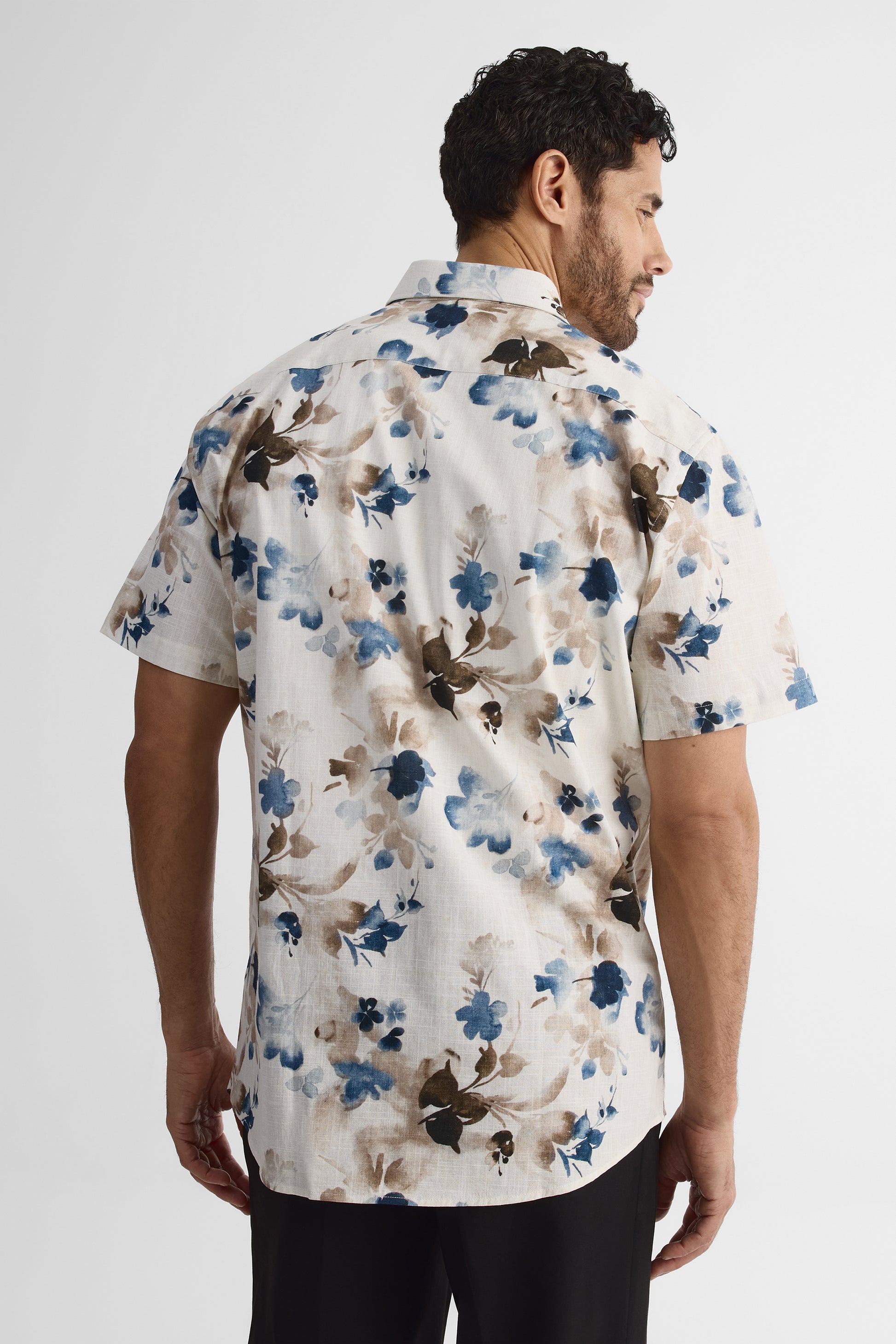 Chemise à manches courtes en lin - Homme && BEIGE/MULTI