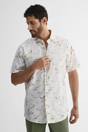 Chemise à manches courtes en lin - Homme && BLANC MULTI