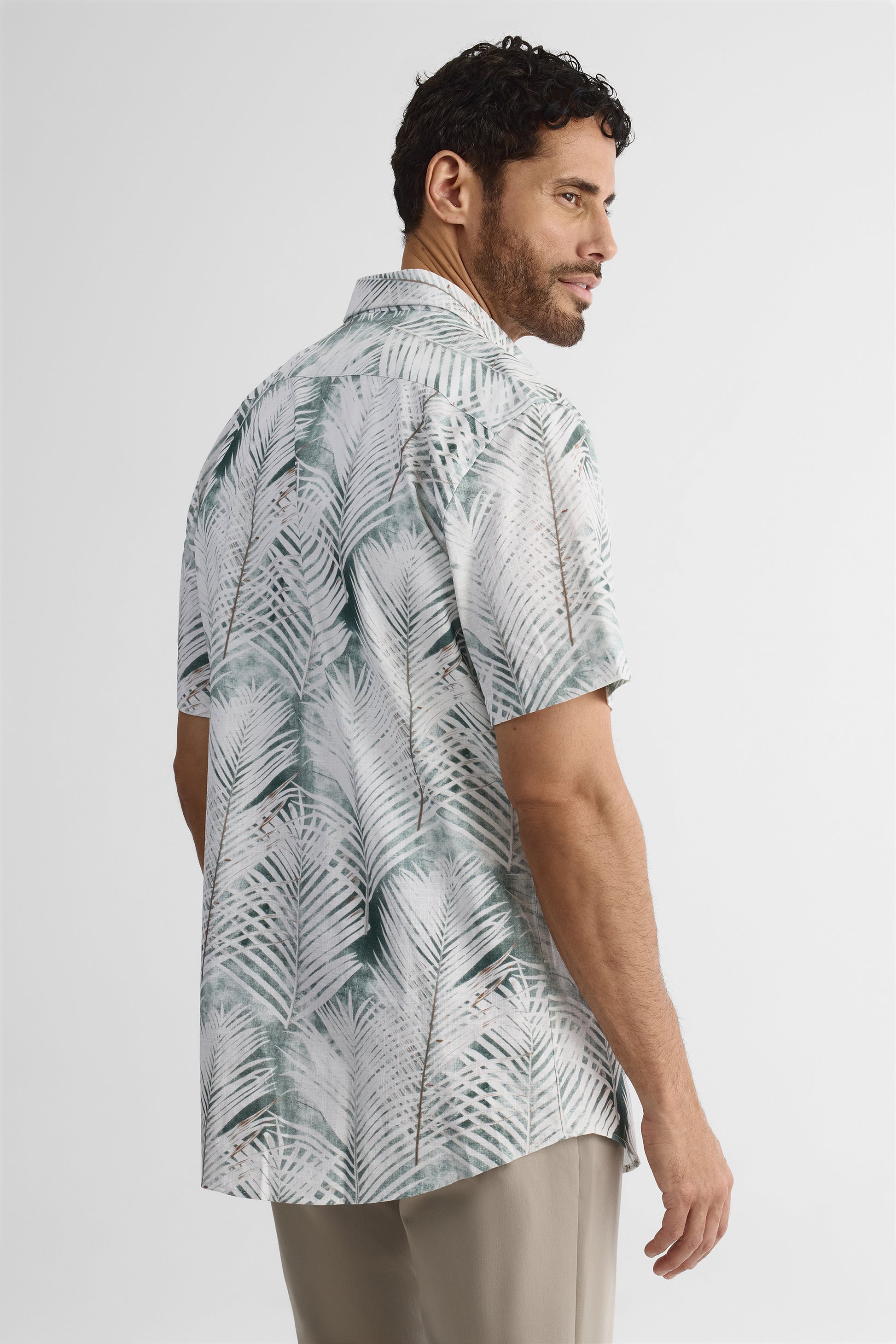 Chemise ajustée en lin - Homme && VERT/MULTI